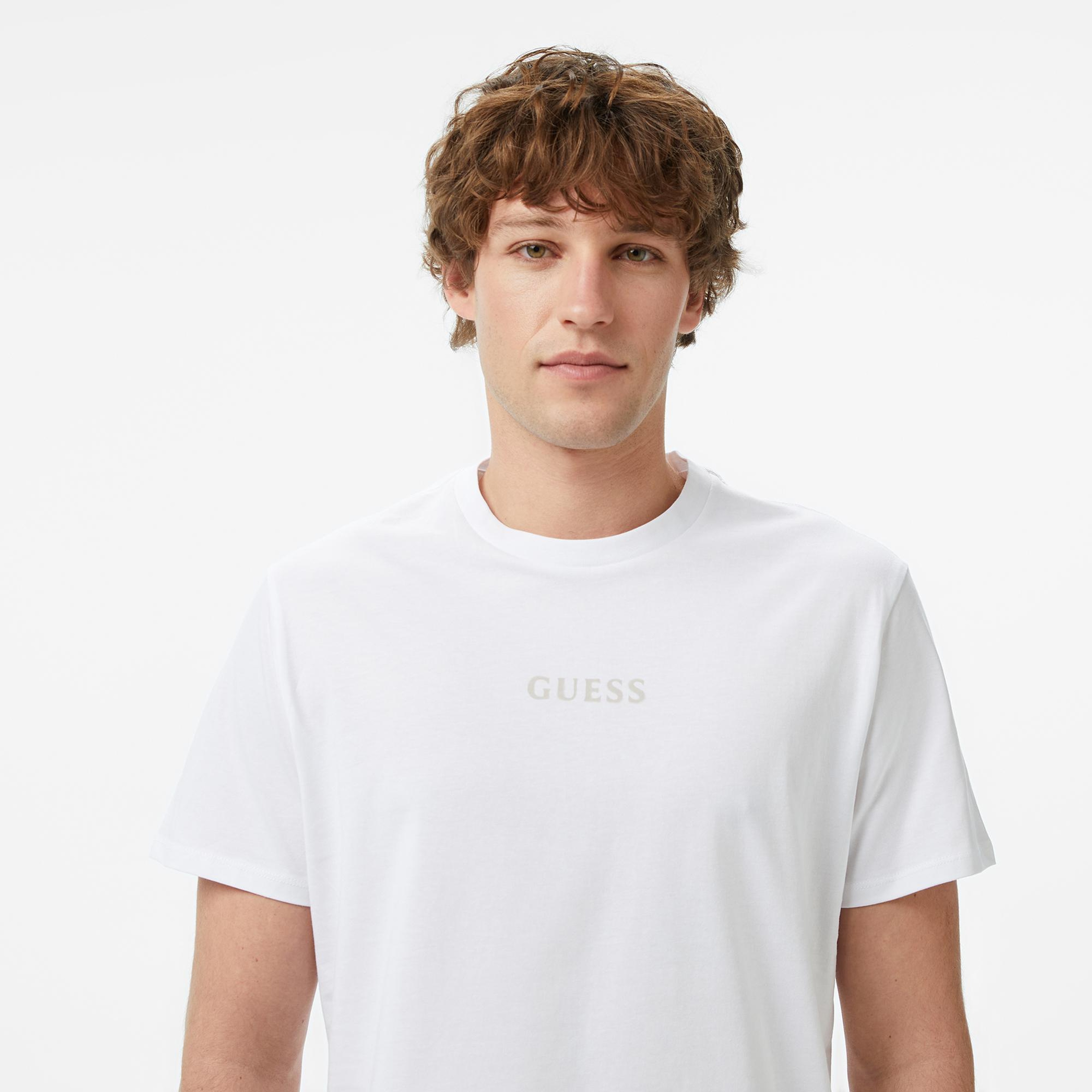 Guess Regular Fit Erkek Beyaz T-Shirt