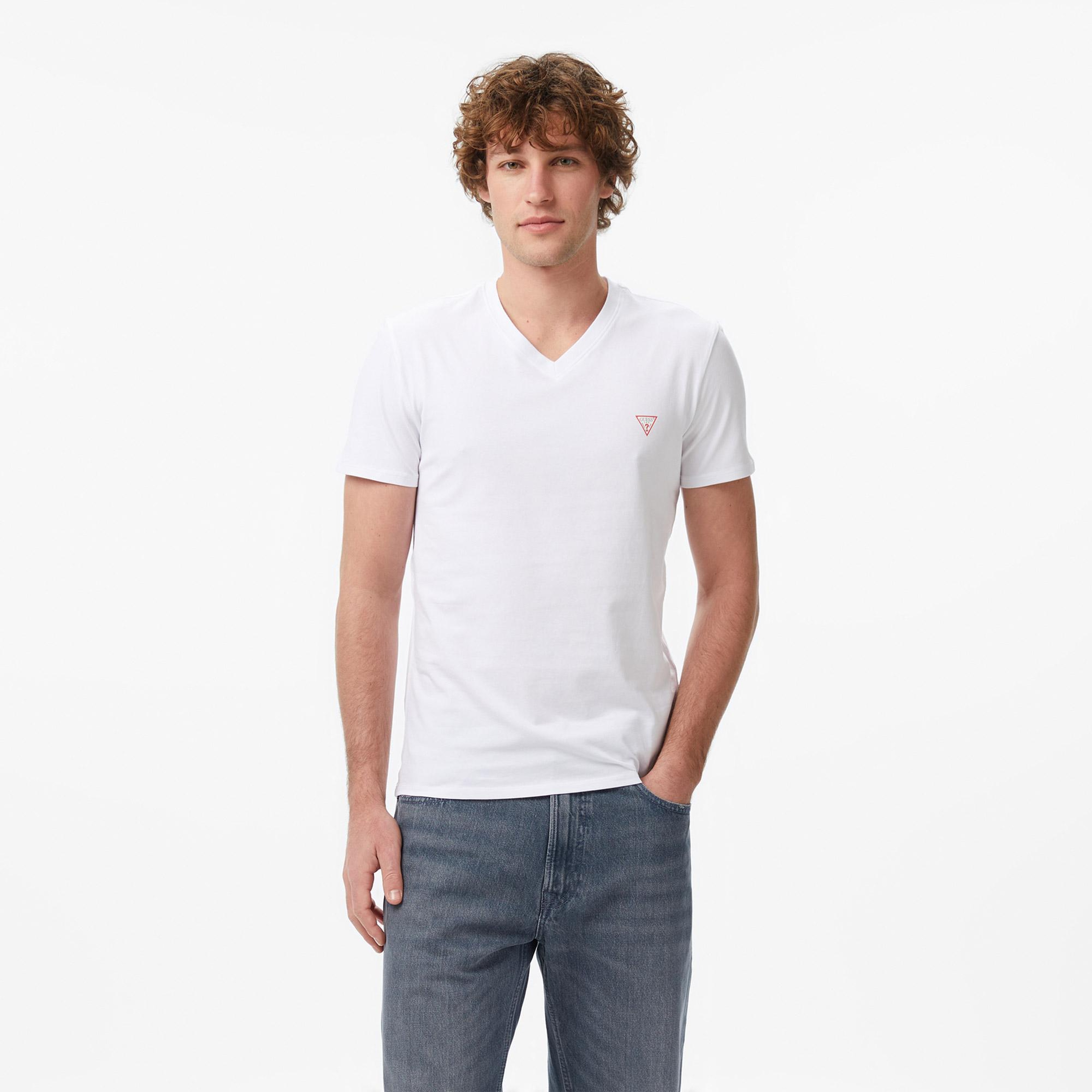 Guess Core Slim Fit Erkek Beyaz T-Shirt