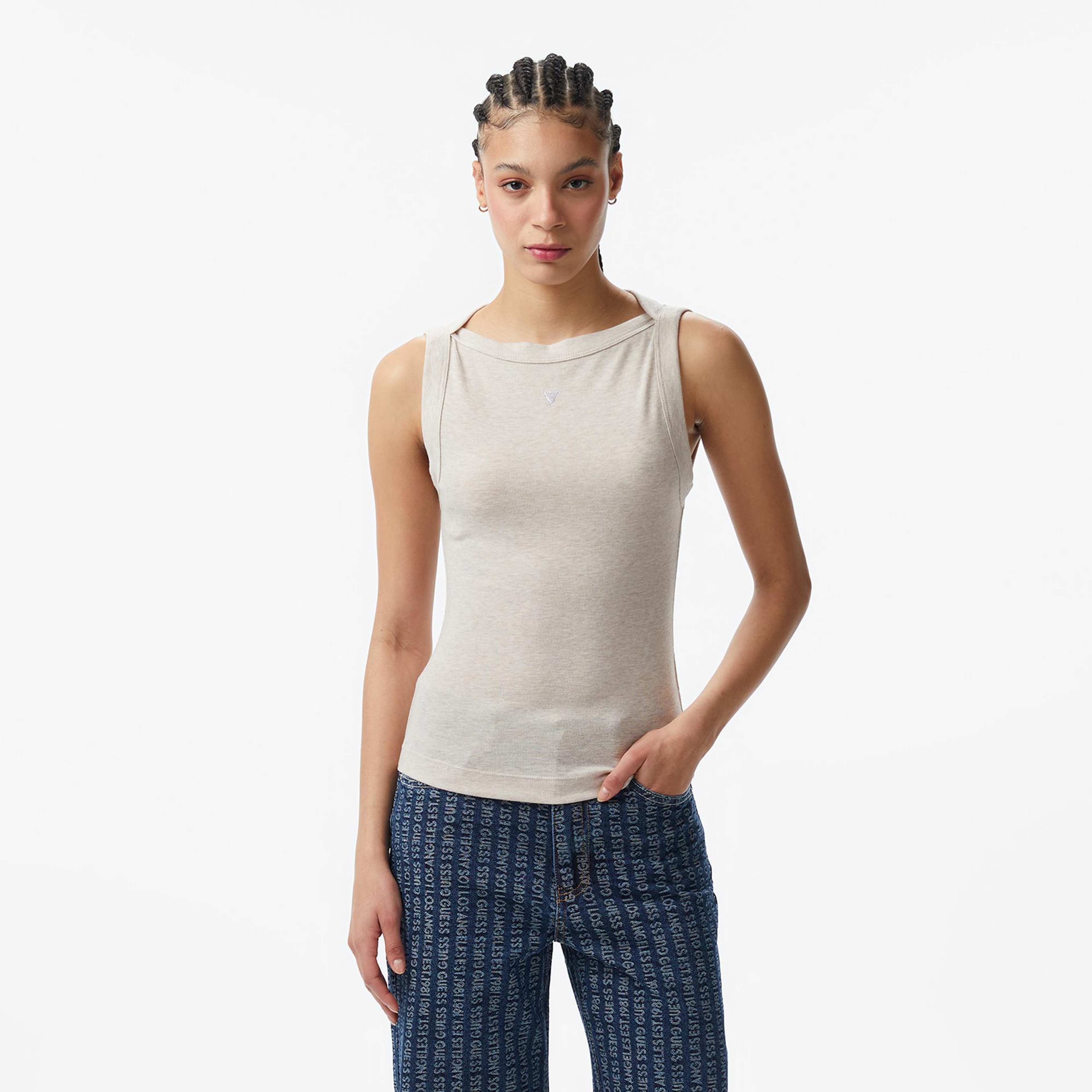 Guess Tina Ipek Karışımlı Kadın Mavi T-Shirt