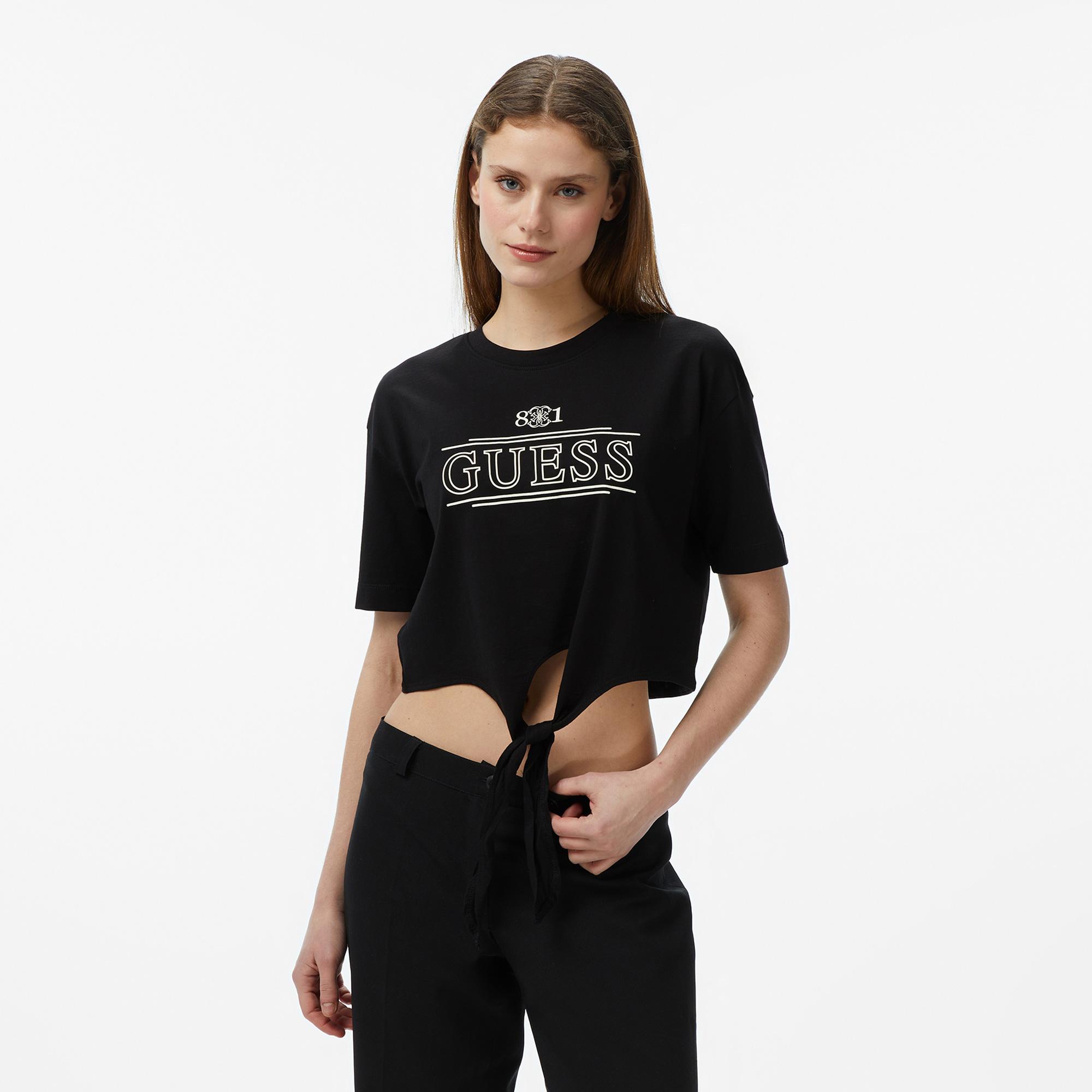 Guess Martina Aktif Boxy Fit Kadın Siyah T-Shirt