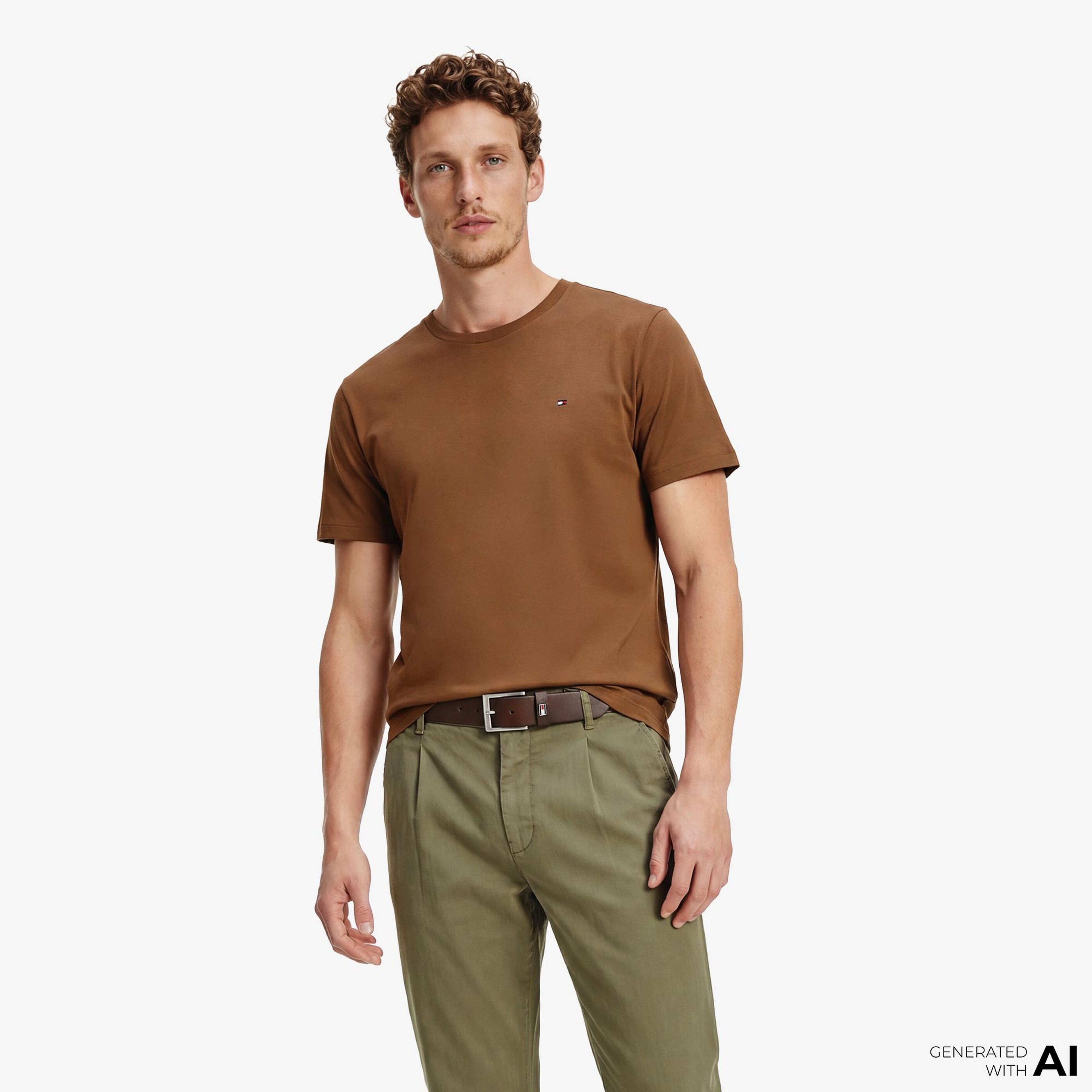 Tommy Hilfiger Core Essentials Erkek Kahverengi T-Shirt