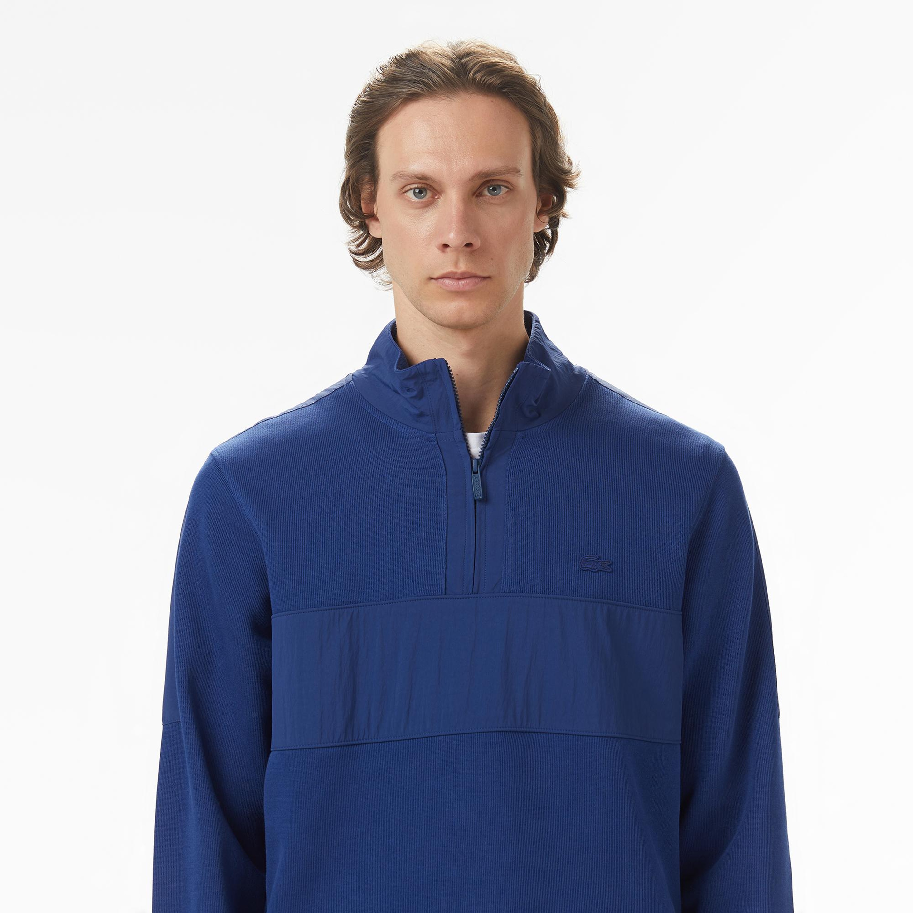 Lacoste Erkek Classic Fit Yarım Fermuarlı Lacivert Sweatshirt
