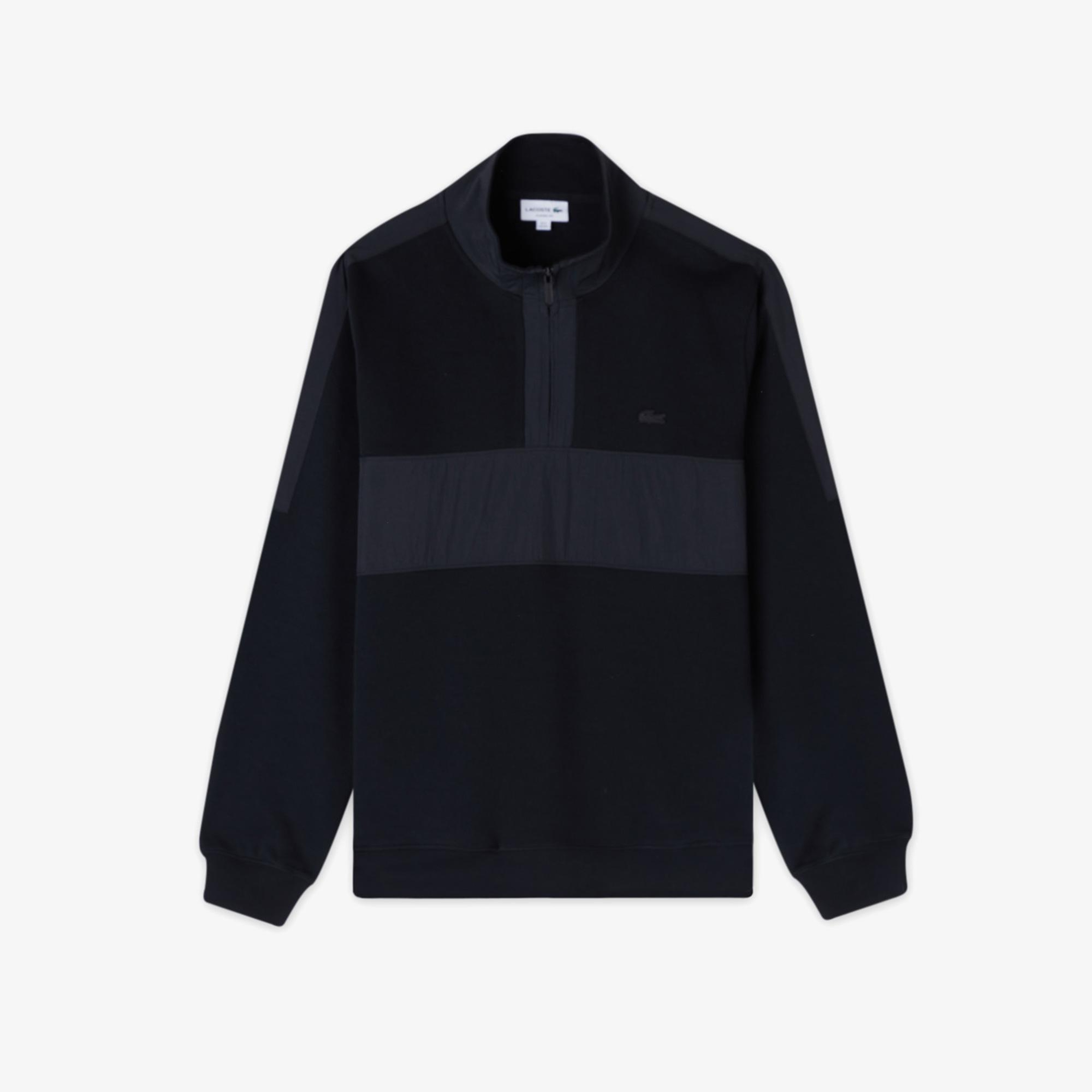 Lacoste Erkek Classic Fit Yarım Fermuarlı Siyah Sweatshirt