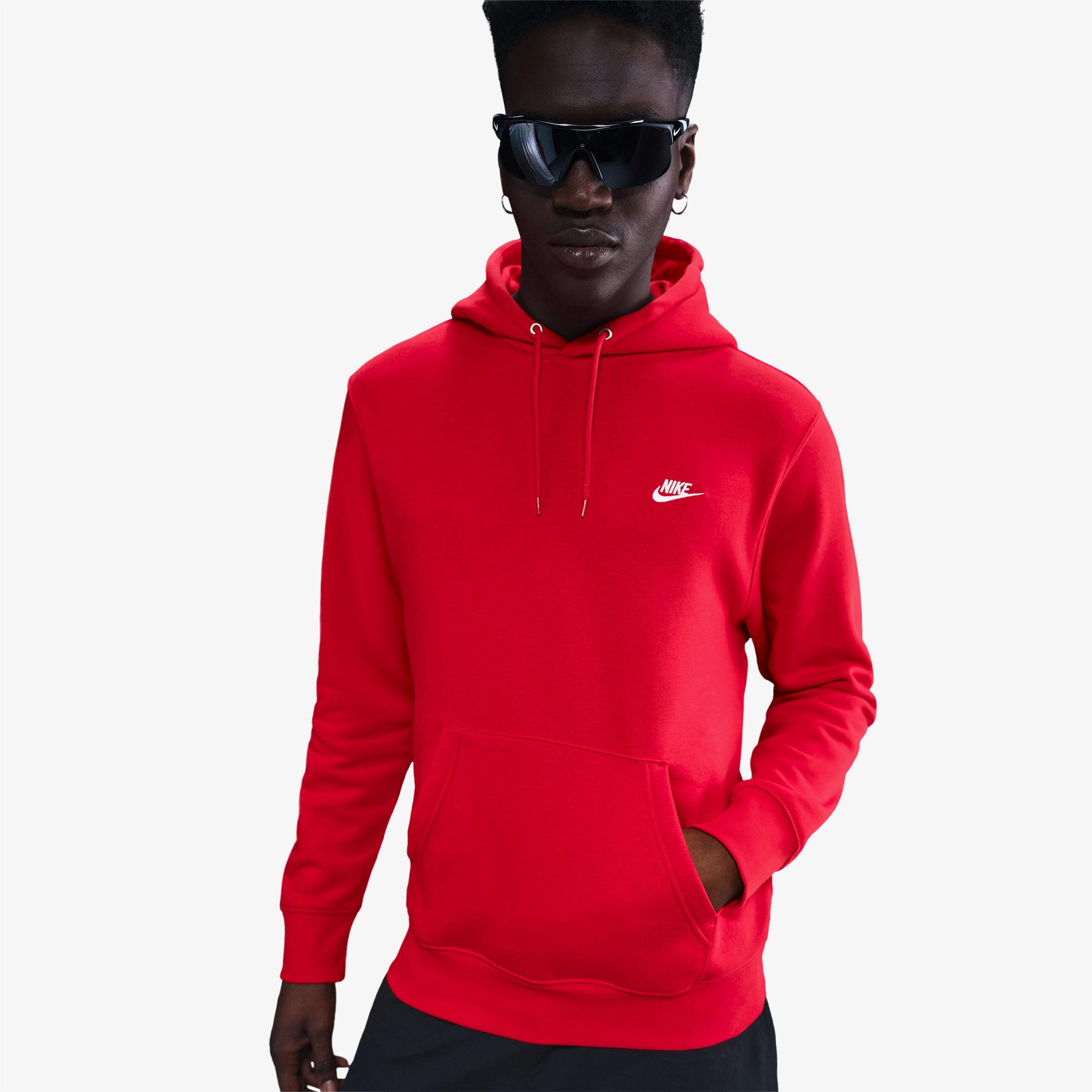 Nike Club Pullover Fleece Erkek Kırmızı Hoodie