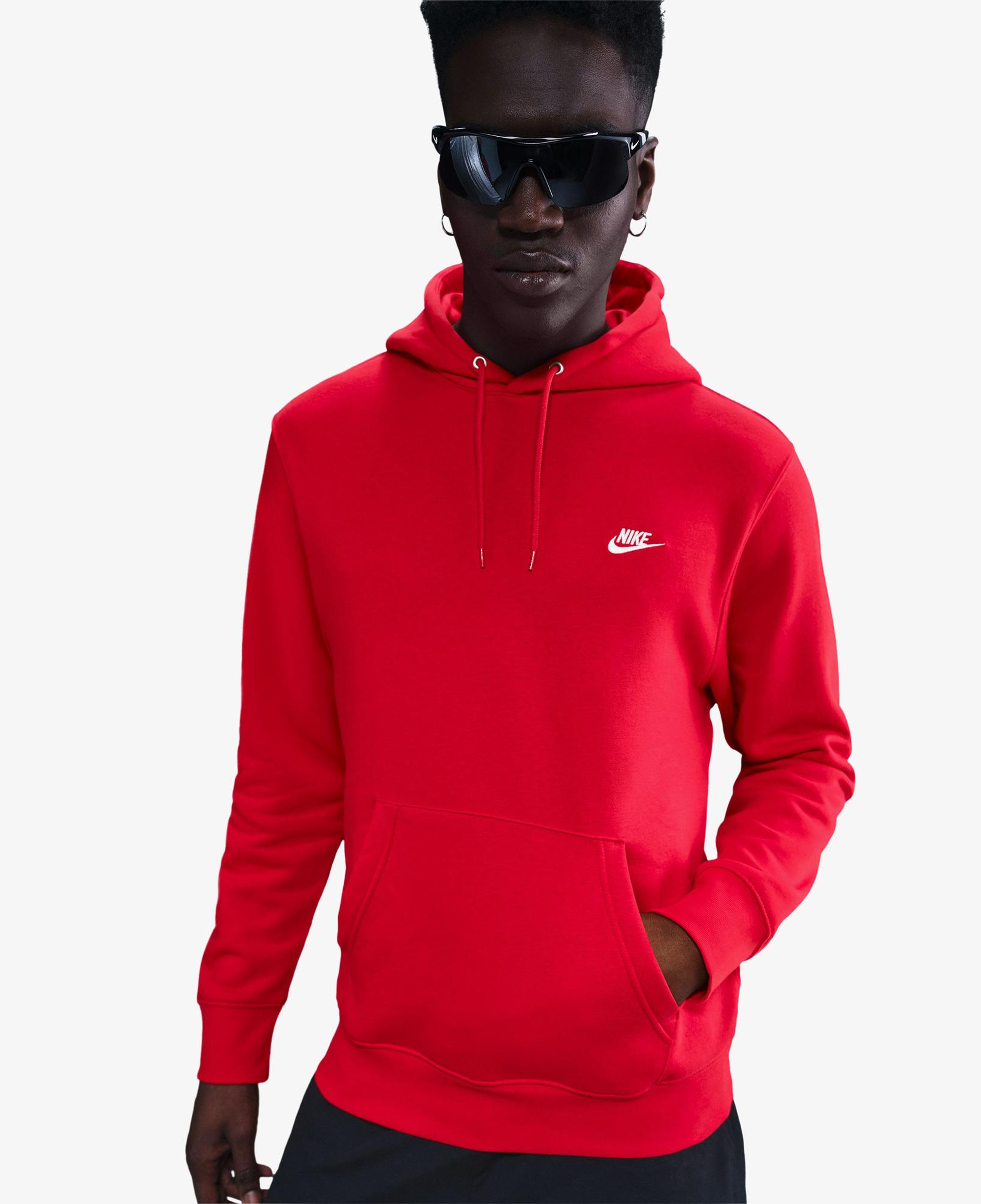 Nike Club Pullover Fleece Erkek Kırmızı Hoodie