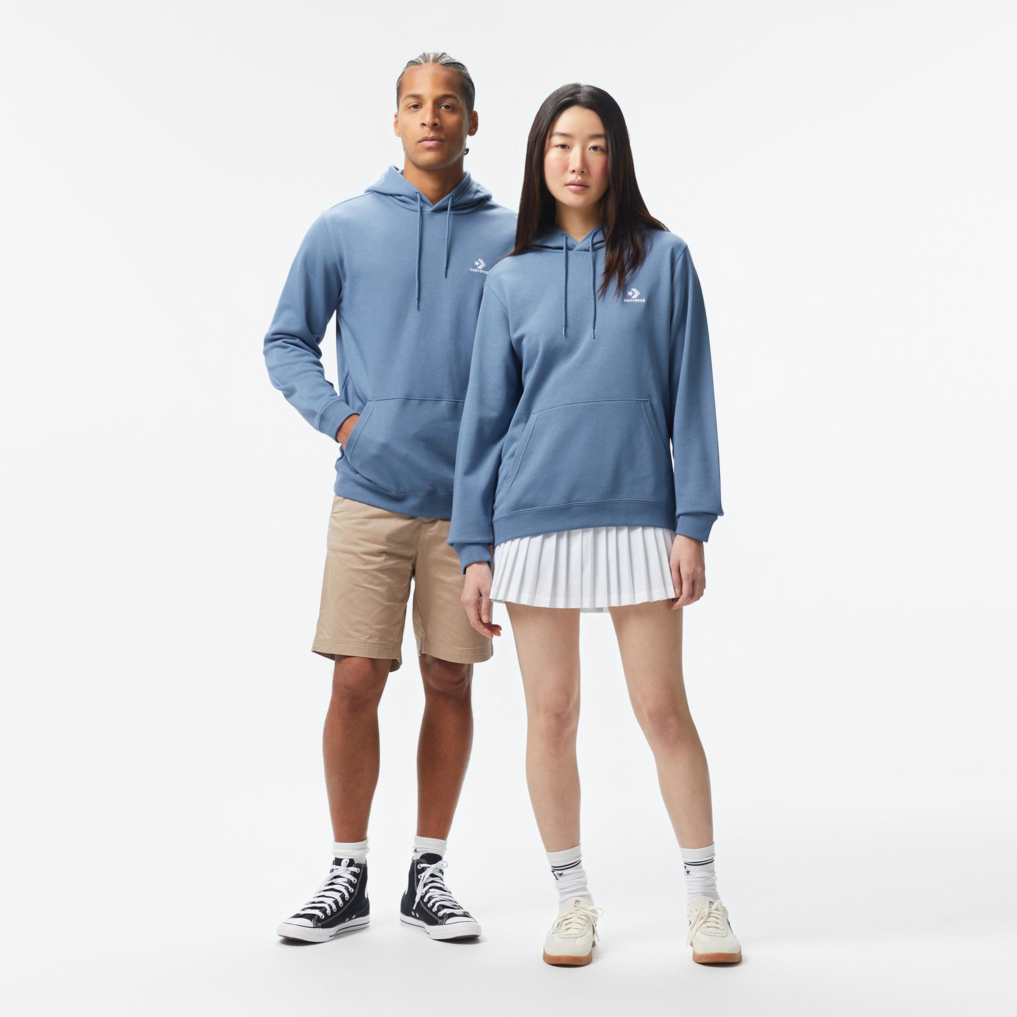 Converse Go-To Unisex Kapüşonlu Mavi Hoodie