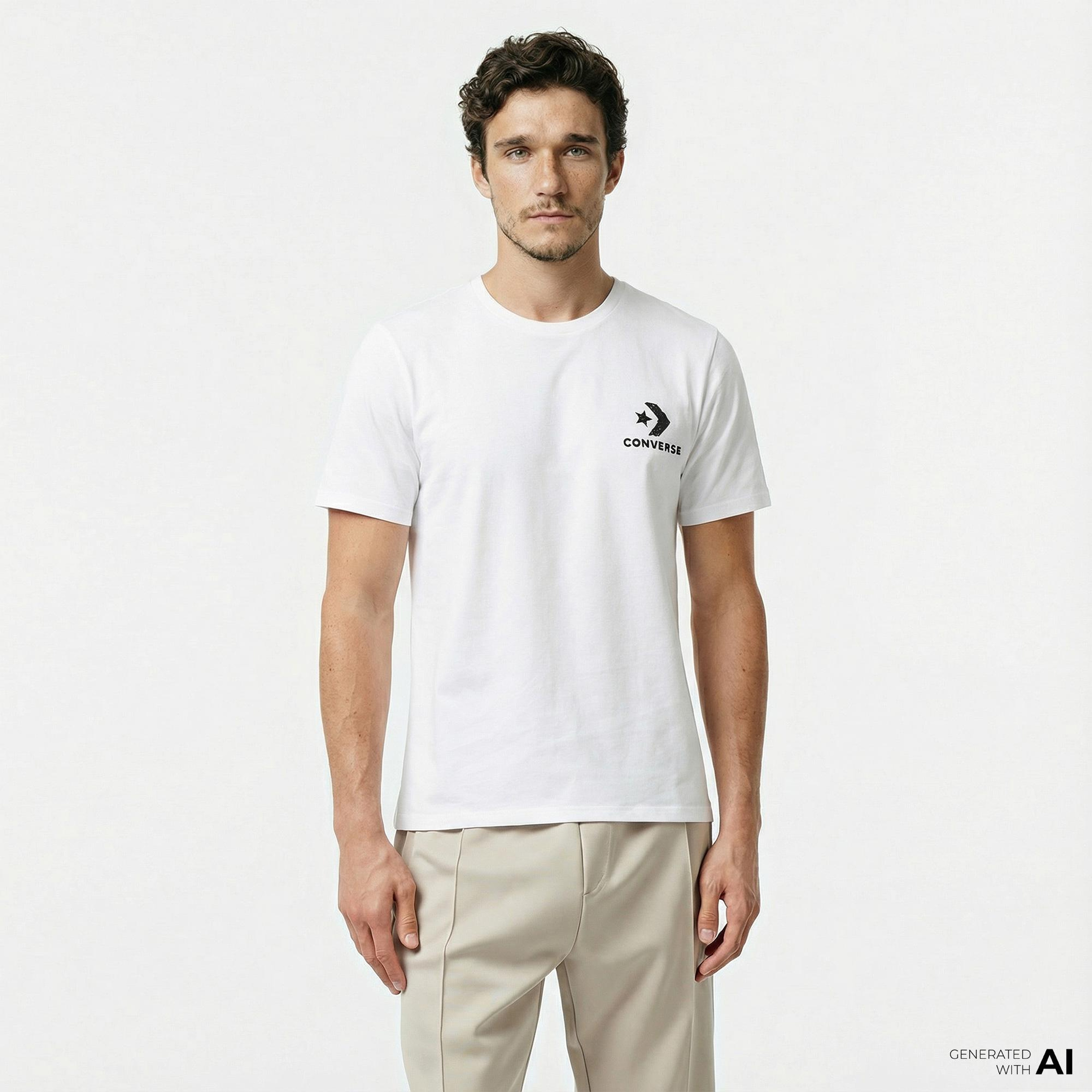 Converse Erkek Baskılı Beyaz T-Shirt