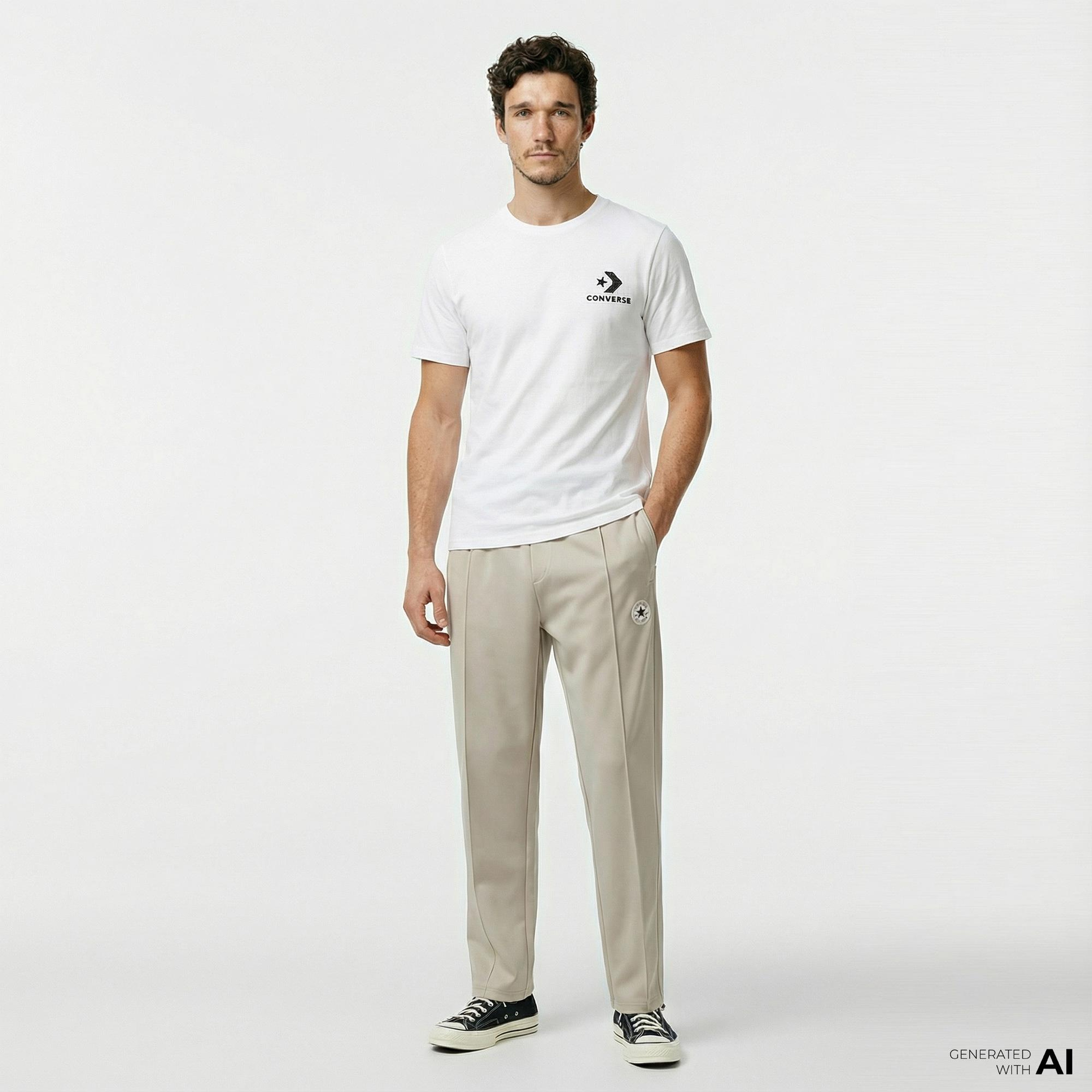 Converse Erkek Baskılı Beyaz T-Shirt