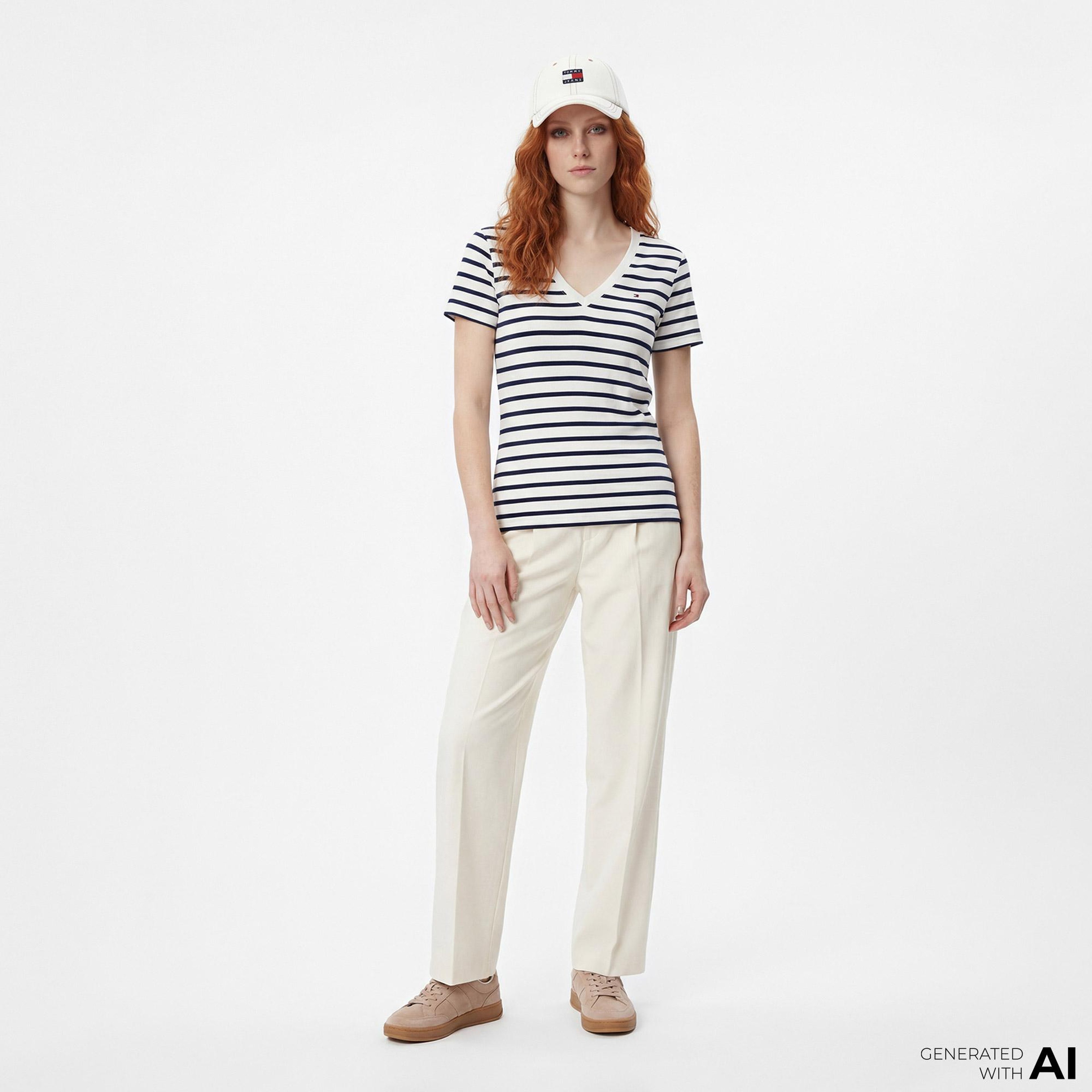 Tommy Hilfiger Nos Kadın Beyaz T-Shirt