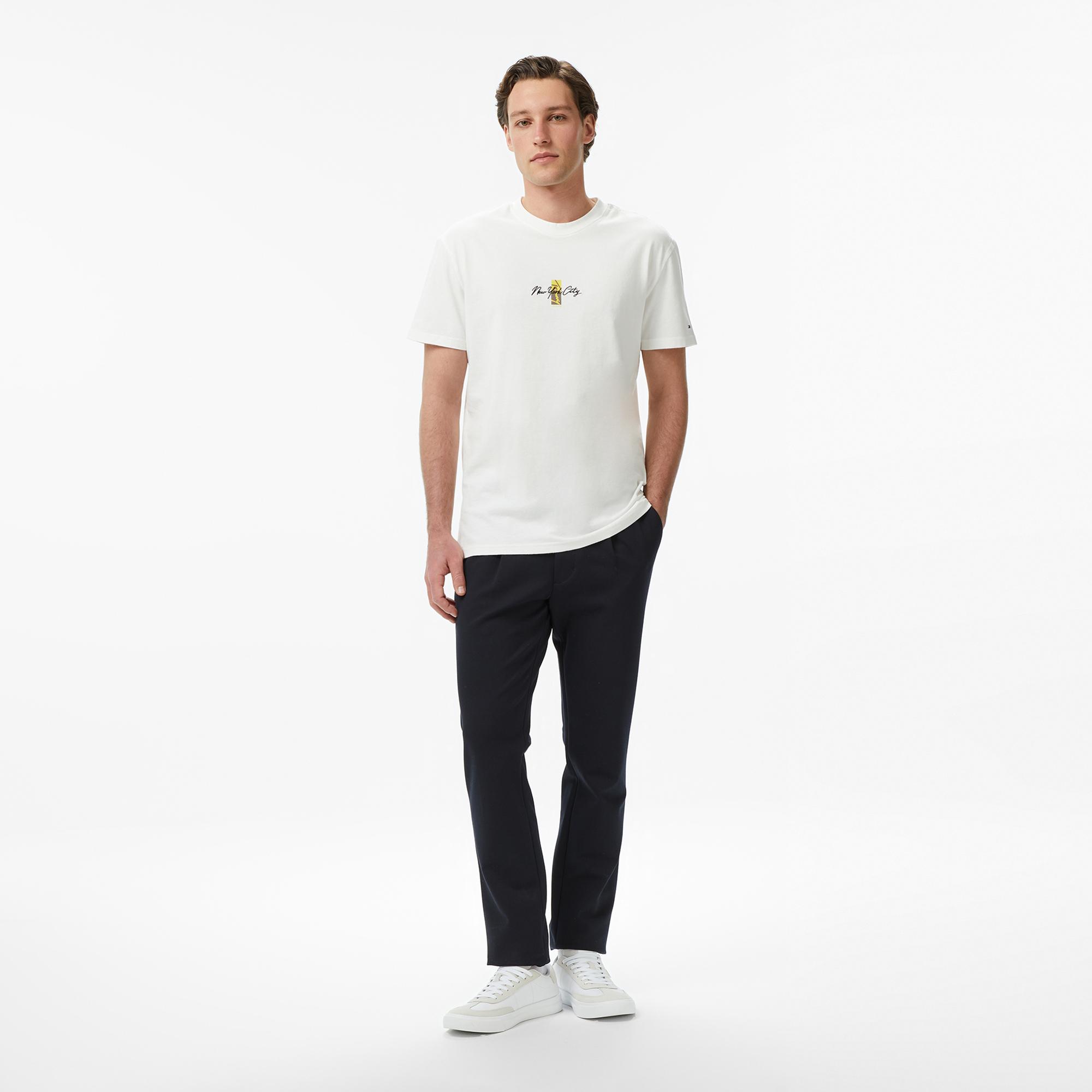 Tommy Hilfiger Signature Erkek Beyaz T-Shirt