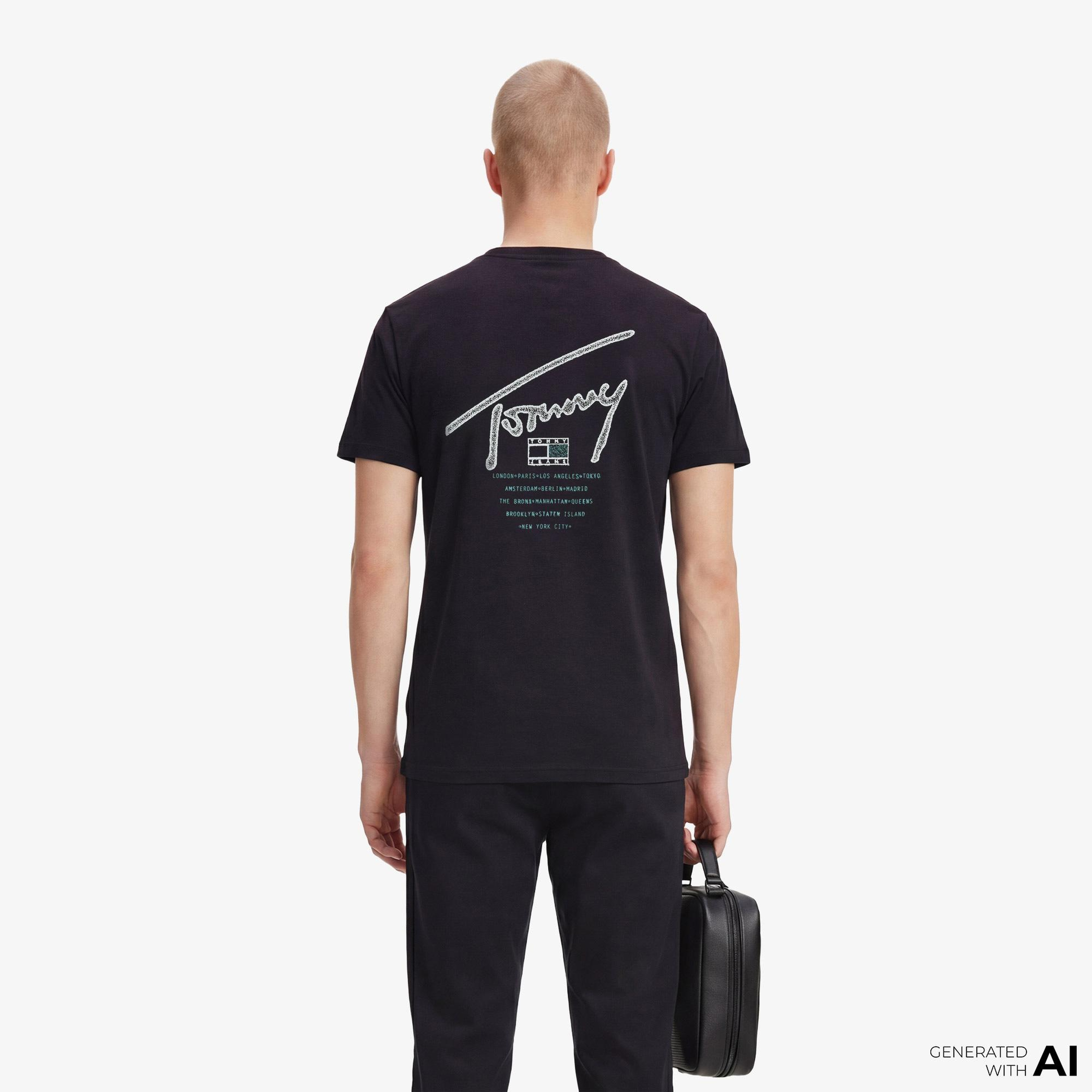 Tommy Hilfiger Signature Erkek Siyah T-Shirt