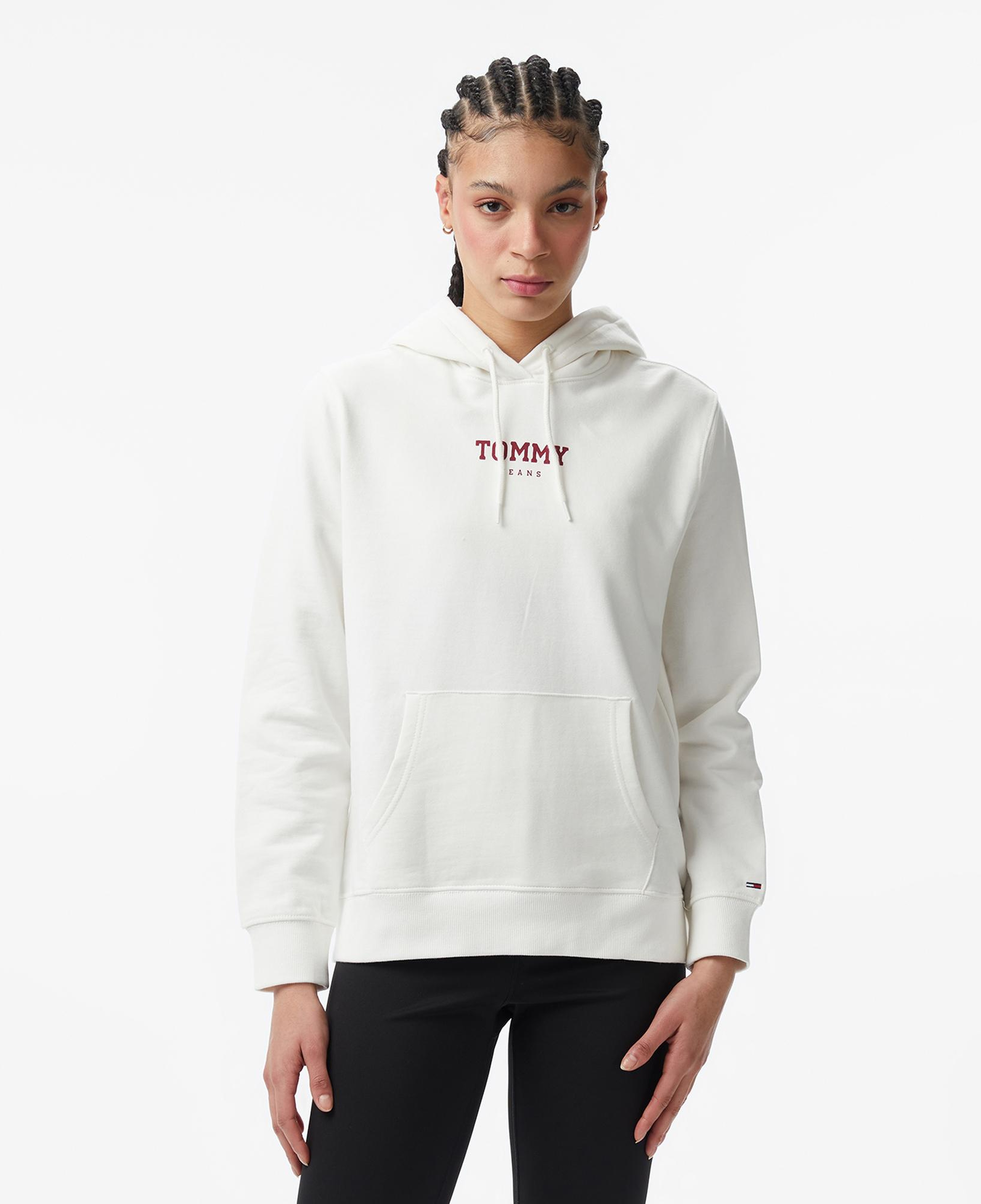 Tommy Hilfiger Essential Logo Kadın Beyaz Hoodie