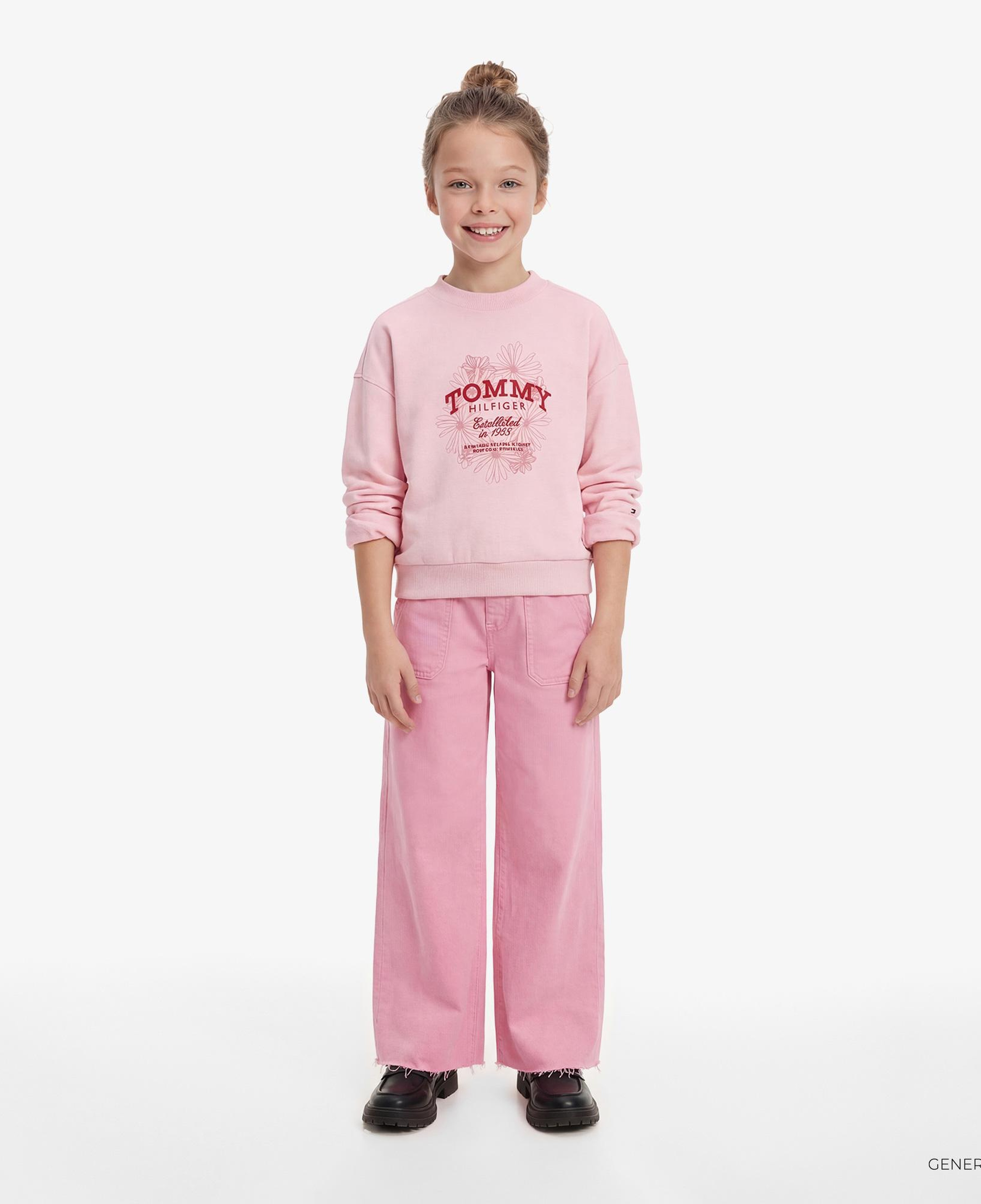 Tommy Hilfiger Flower Çocuk Pembe Sweatshirt