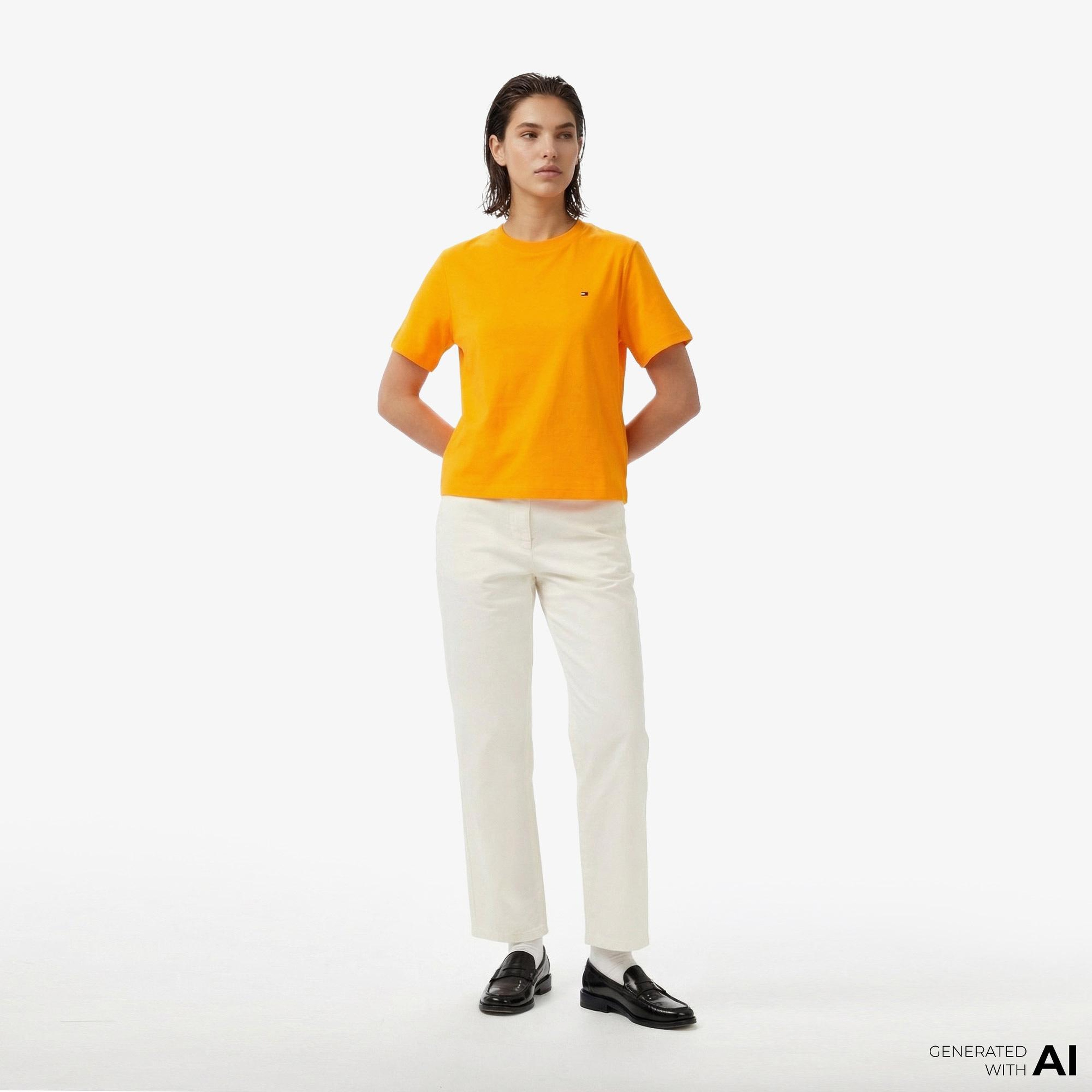 Tommy Hilfiger Interlock Ess Kadın Turuncu T-Shirt