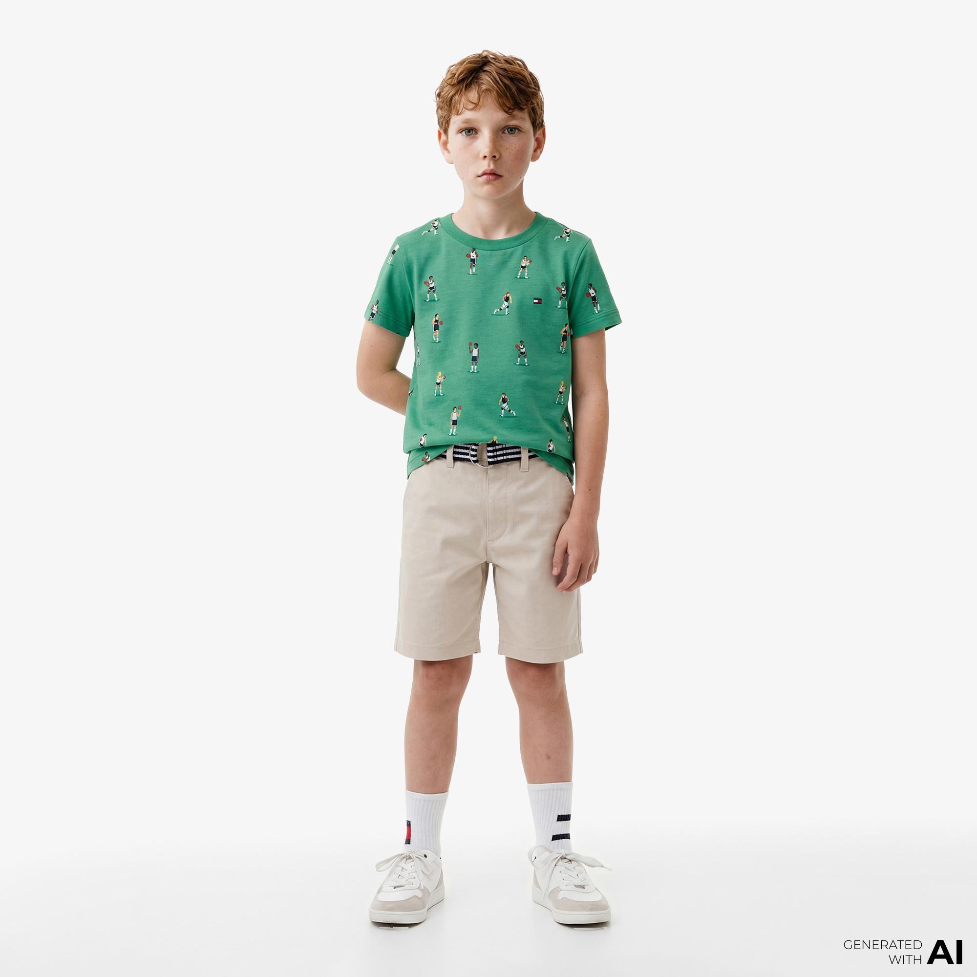 Tommy Hilfiger Little Çocuk Yeşil Crop T-Shirt