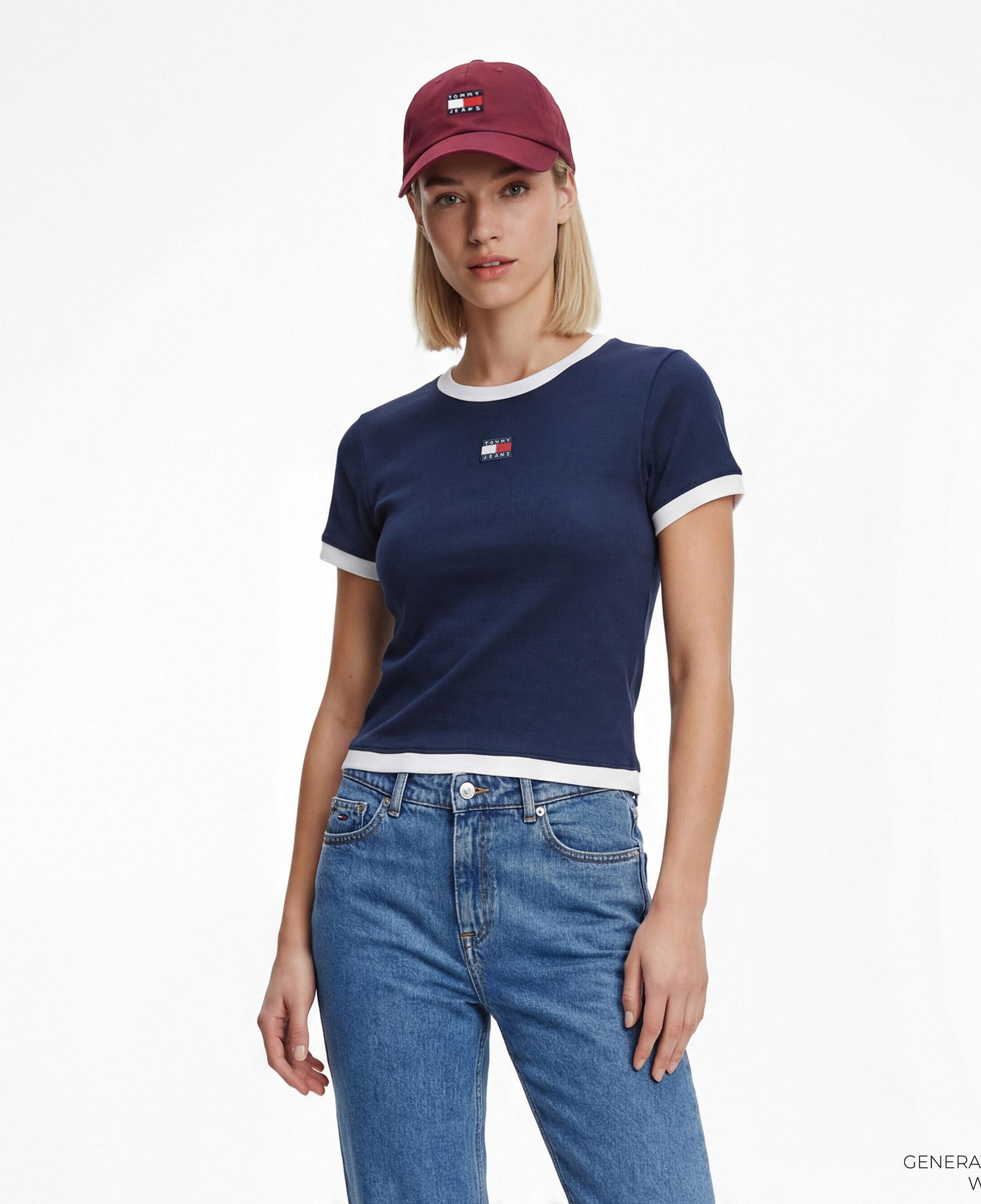 Tommy Hilfiger Badge Kadın Lacivert T-Shirt