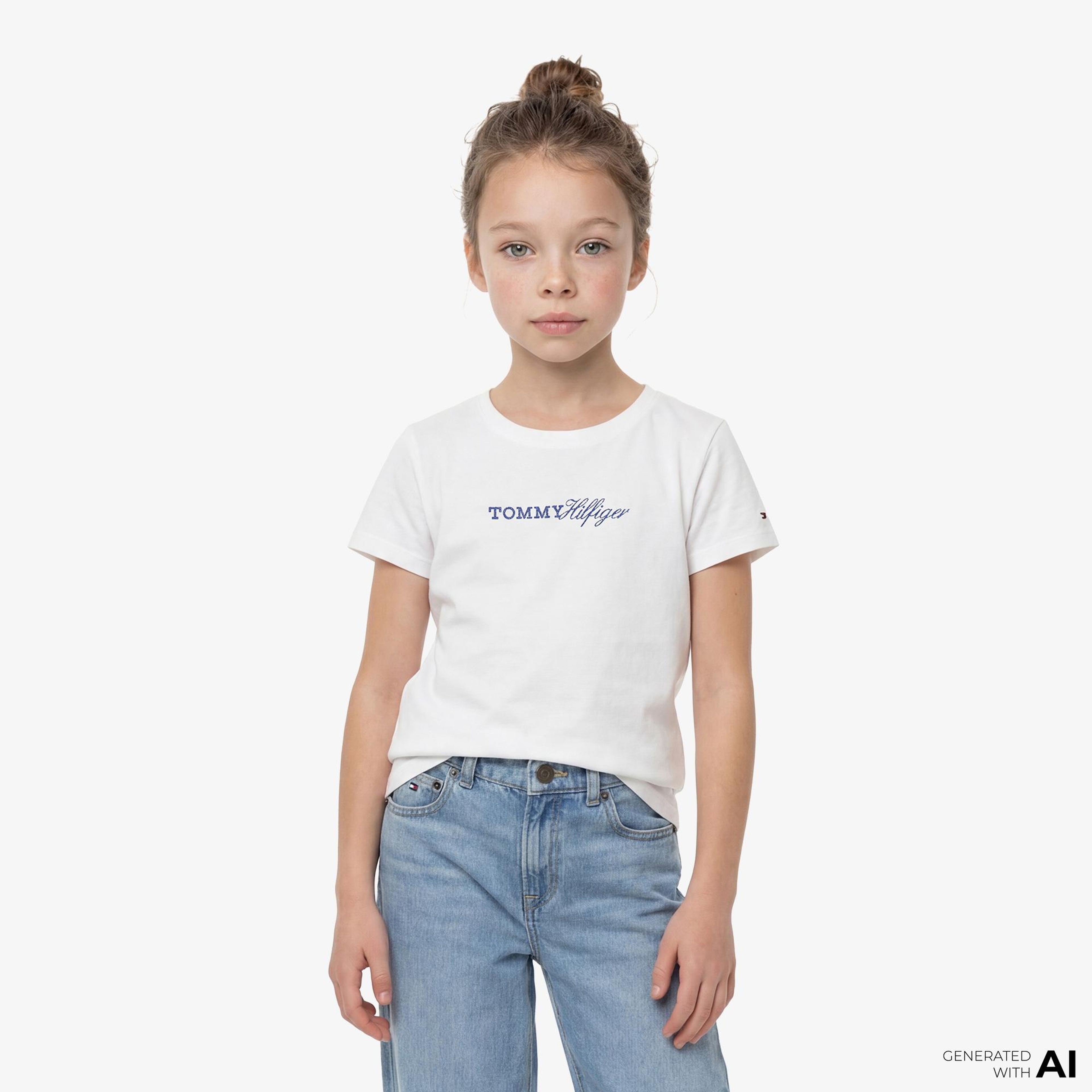 Tommy Hilfiger Script Çocuk Beyaz T-Shirt