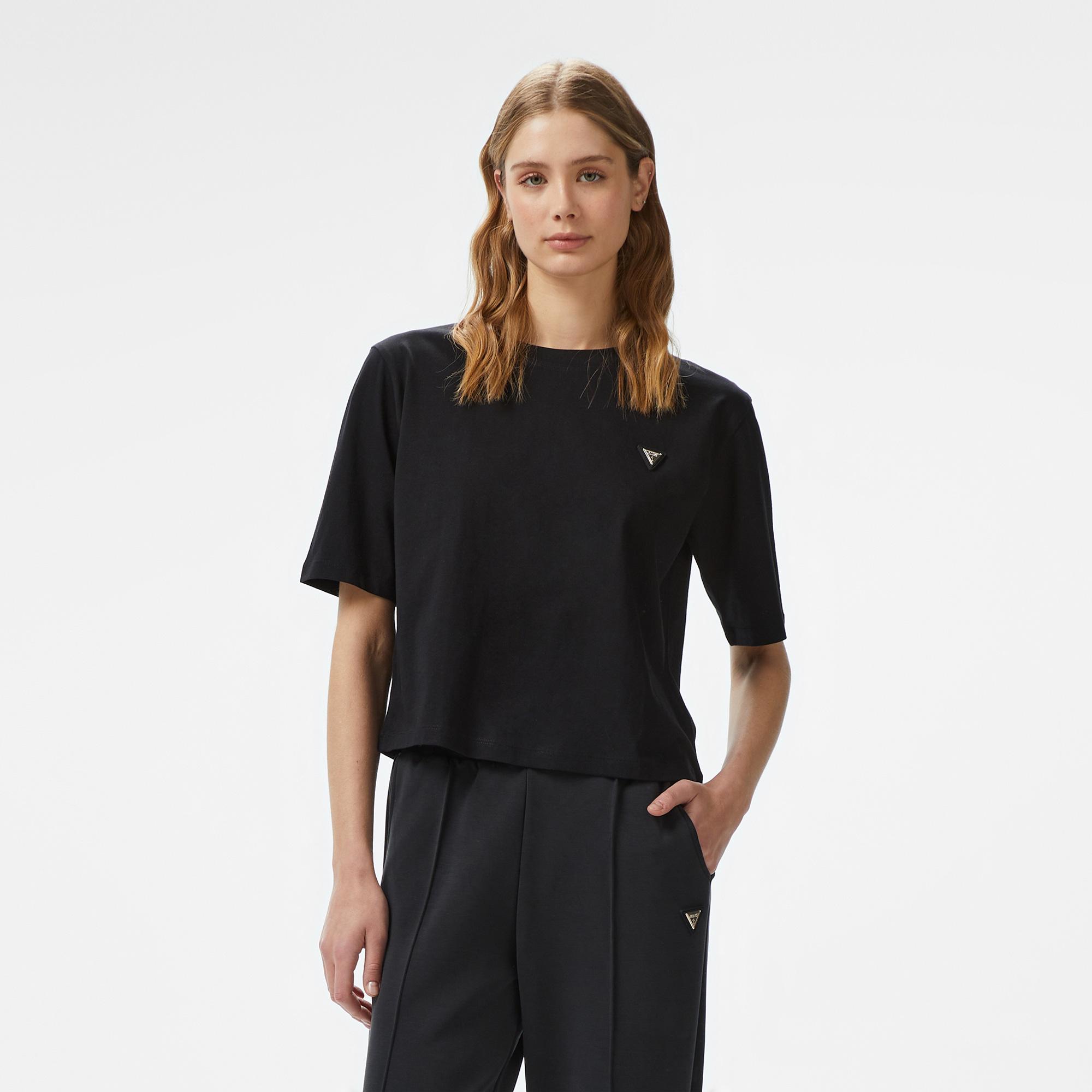 Guess Colette Boxy Mid Organic Stream Kadın Siyah T-Shirt