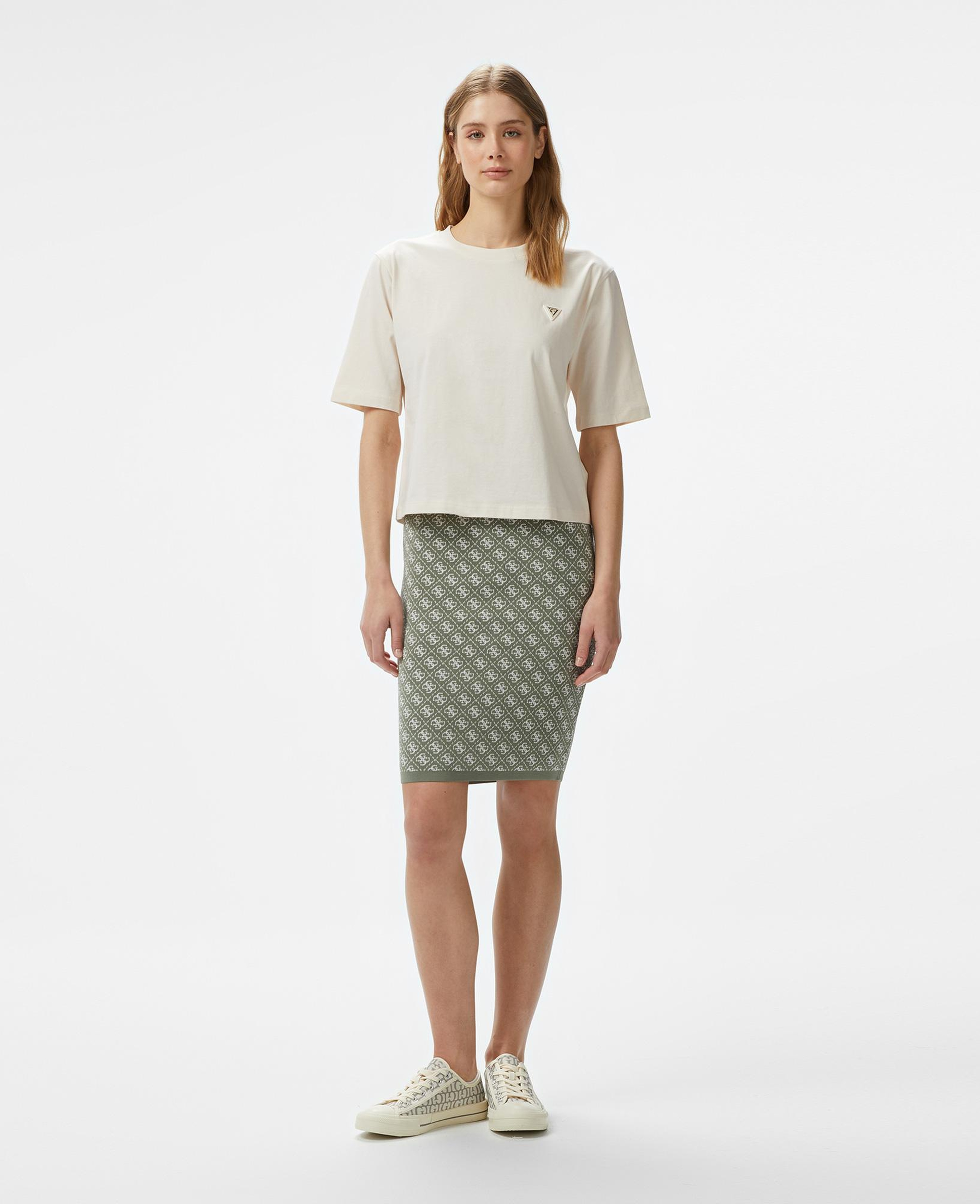 Guess Colette Boxy Mid Organic Stream Kadın Krem T-Shirt