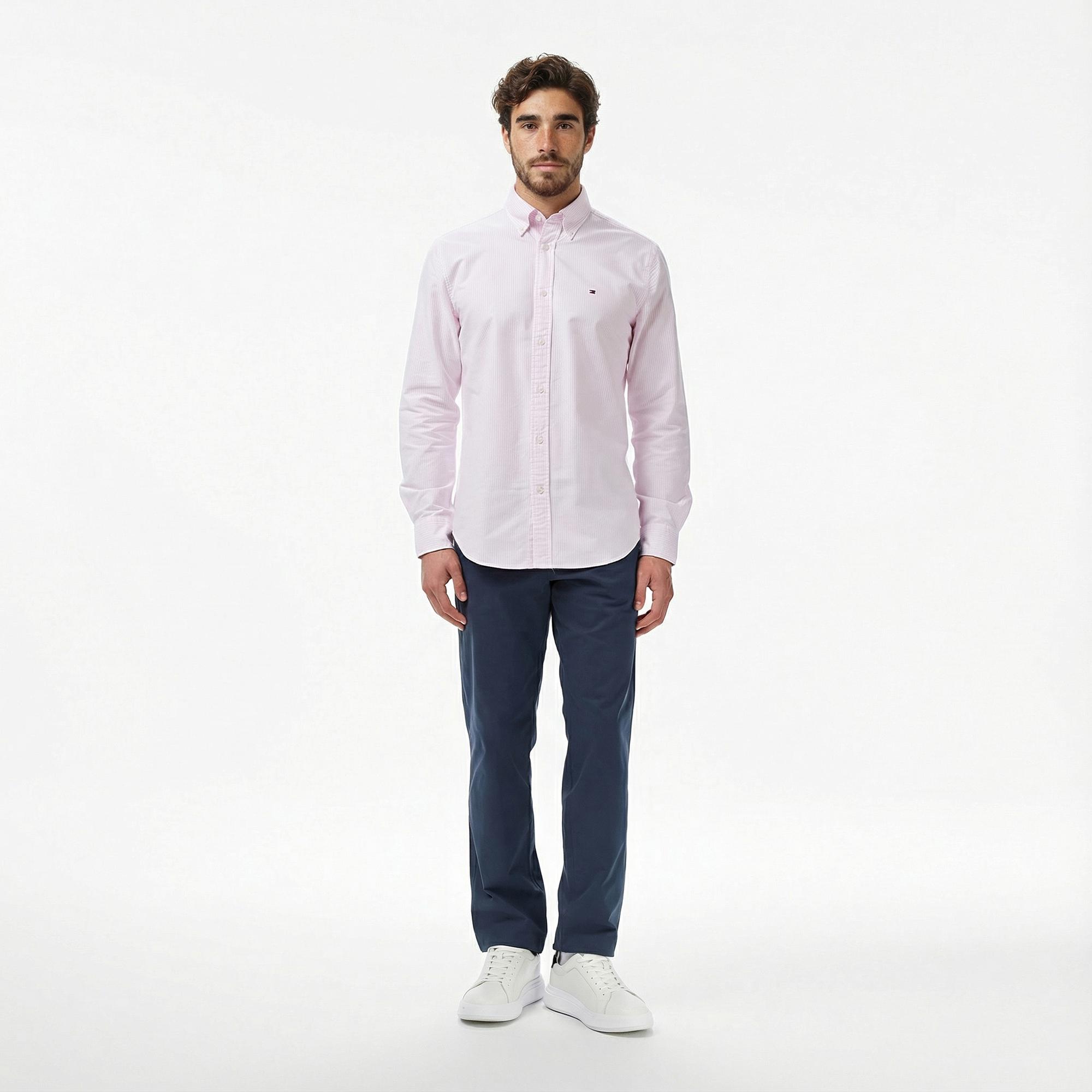 Tommy Hilfiger Heritage Oxford Stripe Erkek Pembe Gömlek