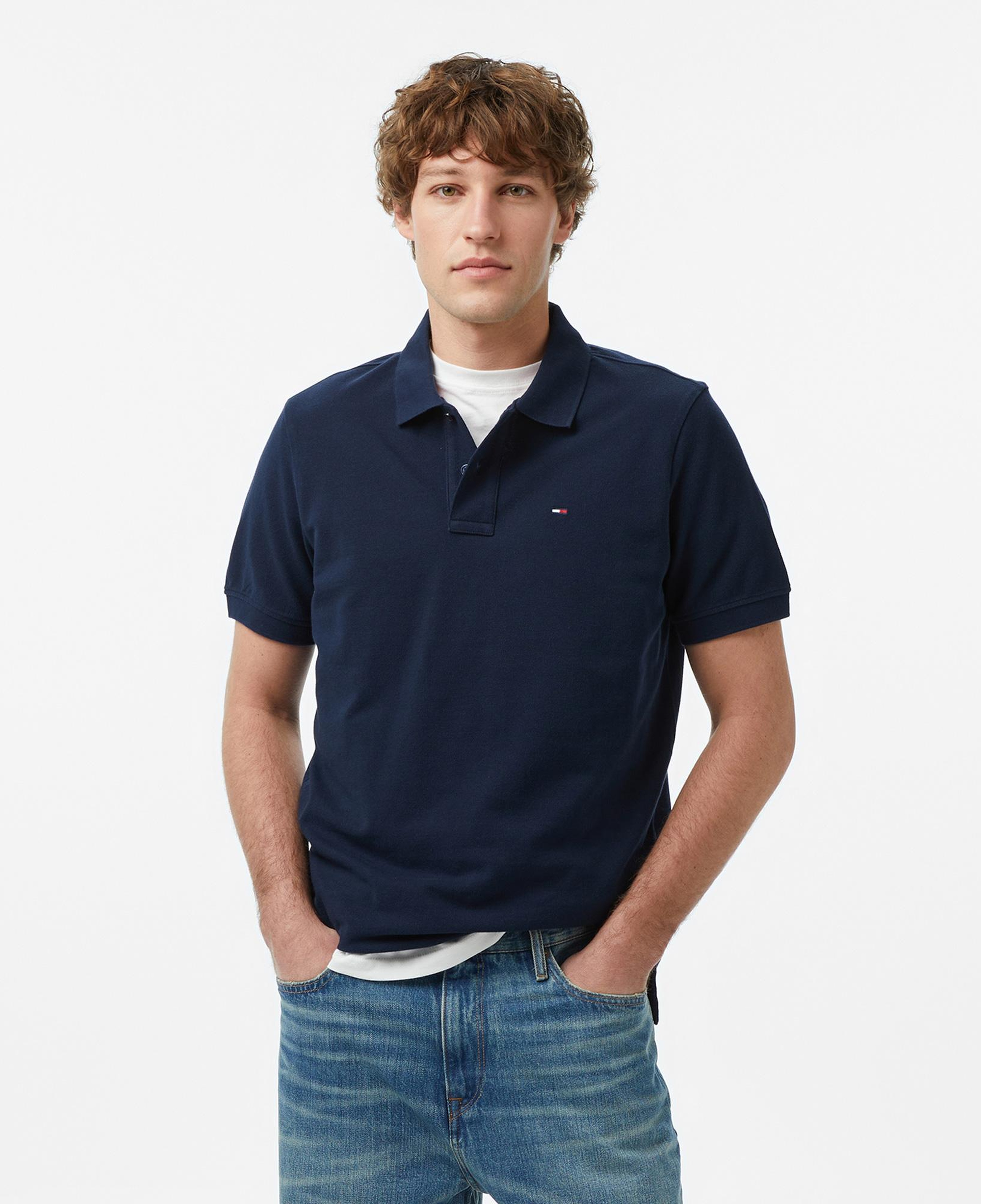 Tommy Hilfiger Classic Flag Erkek Lacivert Polo Yaka T-Shirt