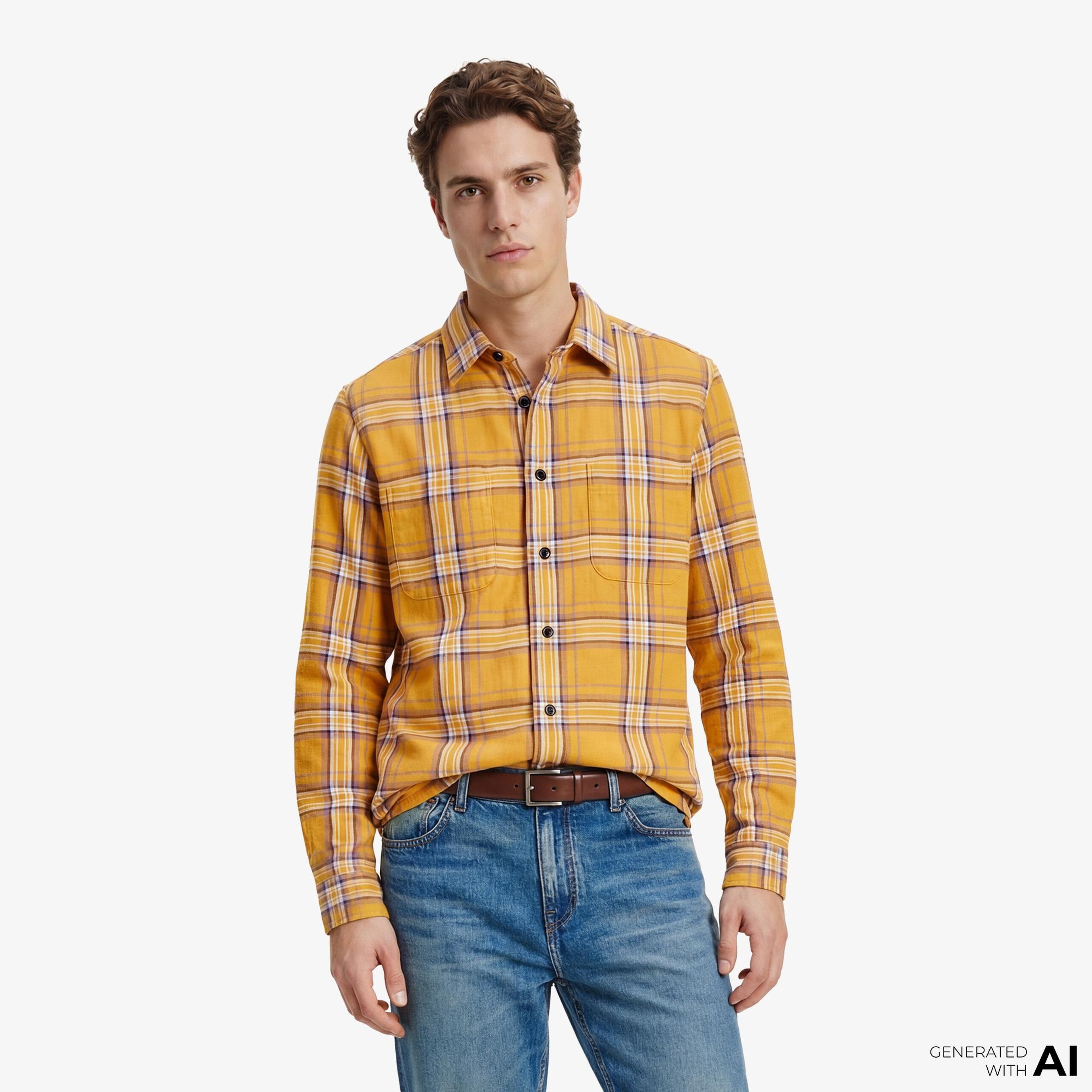 Tommy Hilfiger Layering Shirt Erkek Sarı Gömlek