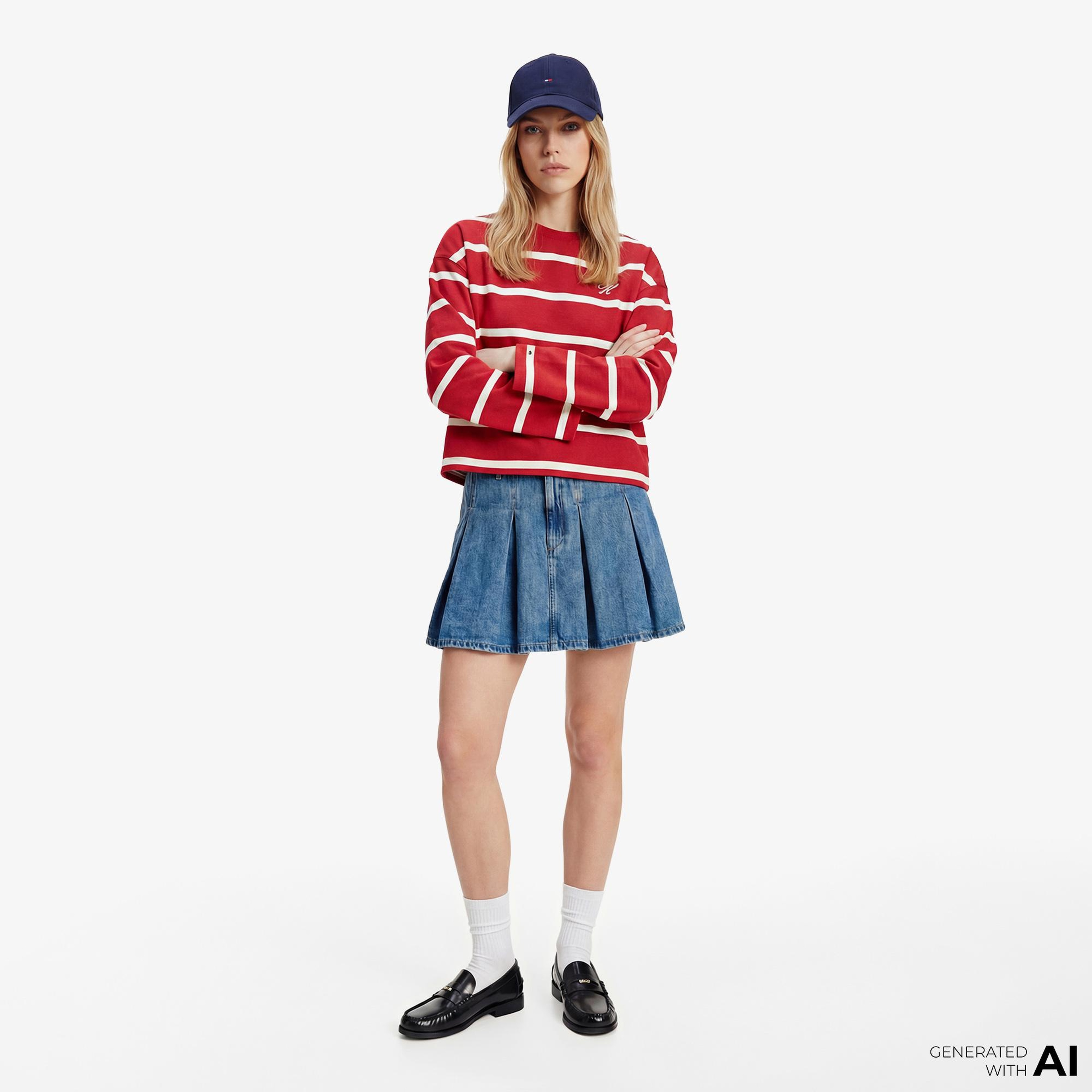 Tommy Hilfiger Script Kadın Kırmızı Sweatshirt