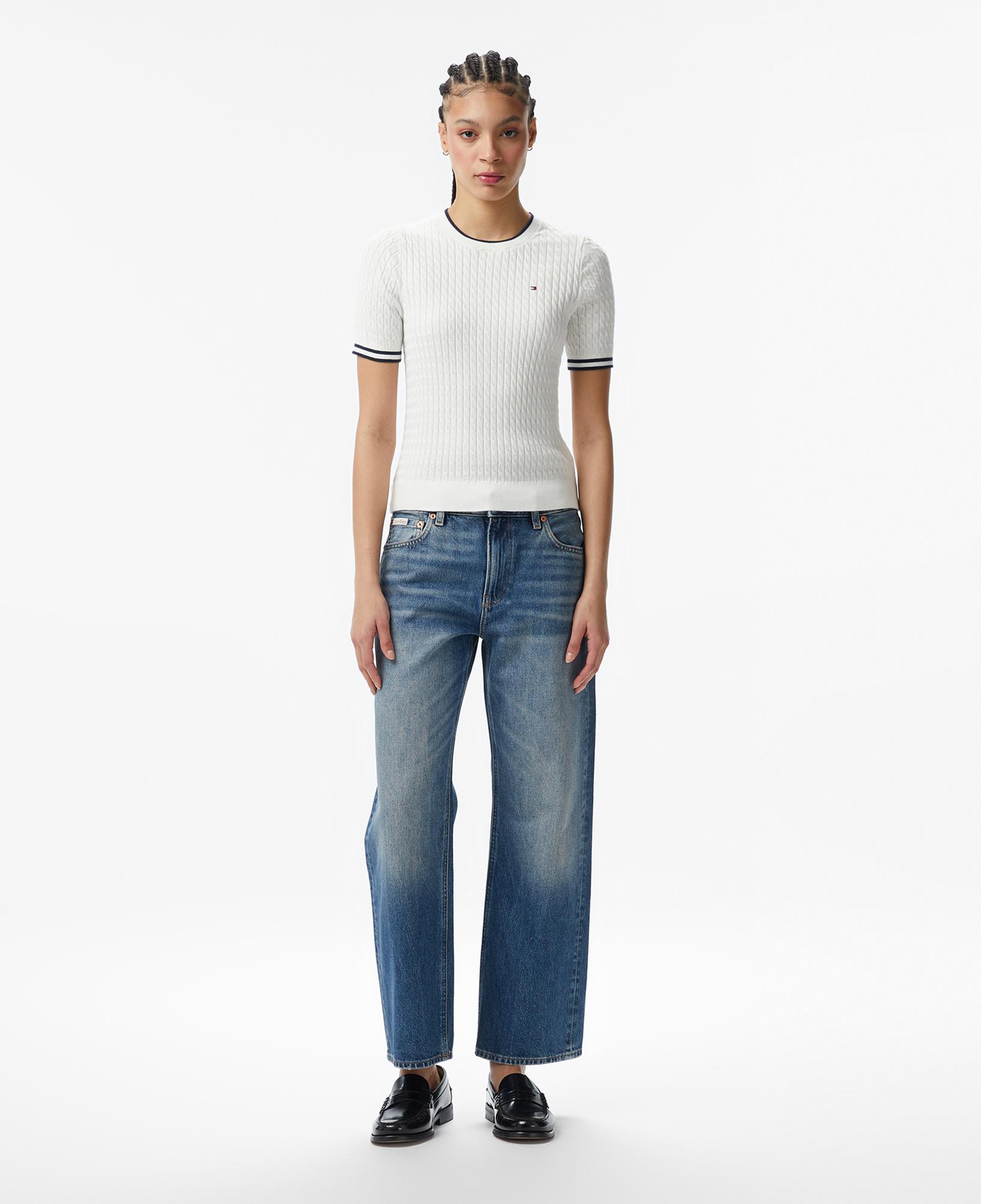 Tommy Hilfiger Cable Fine Kadın Beyaz Triko