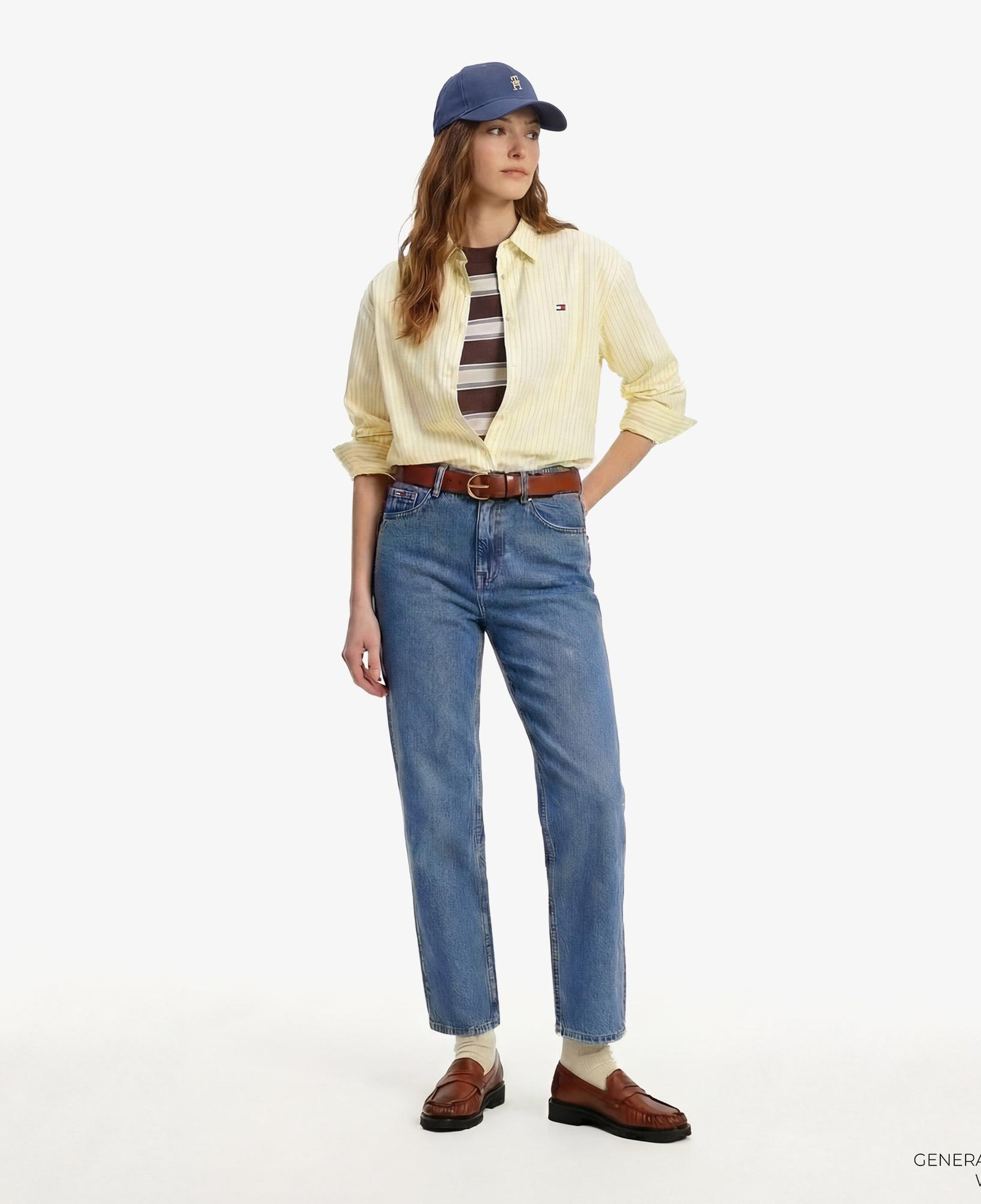 Tommy Hilfiger Essentials Poplin Kadın Sarı Gömlek