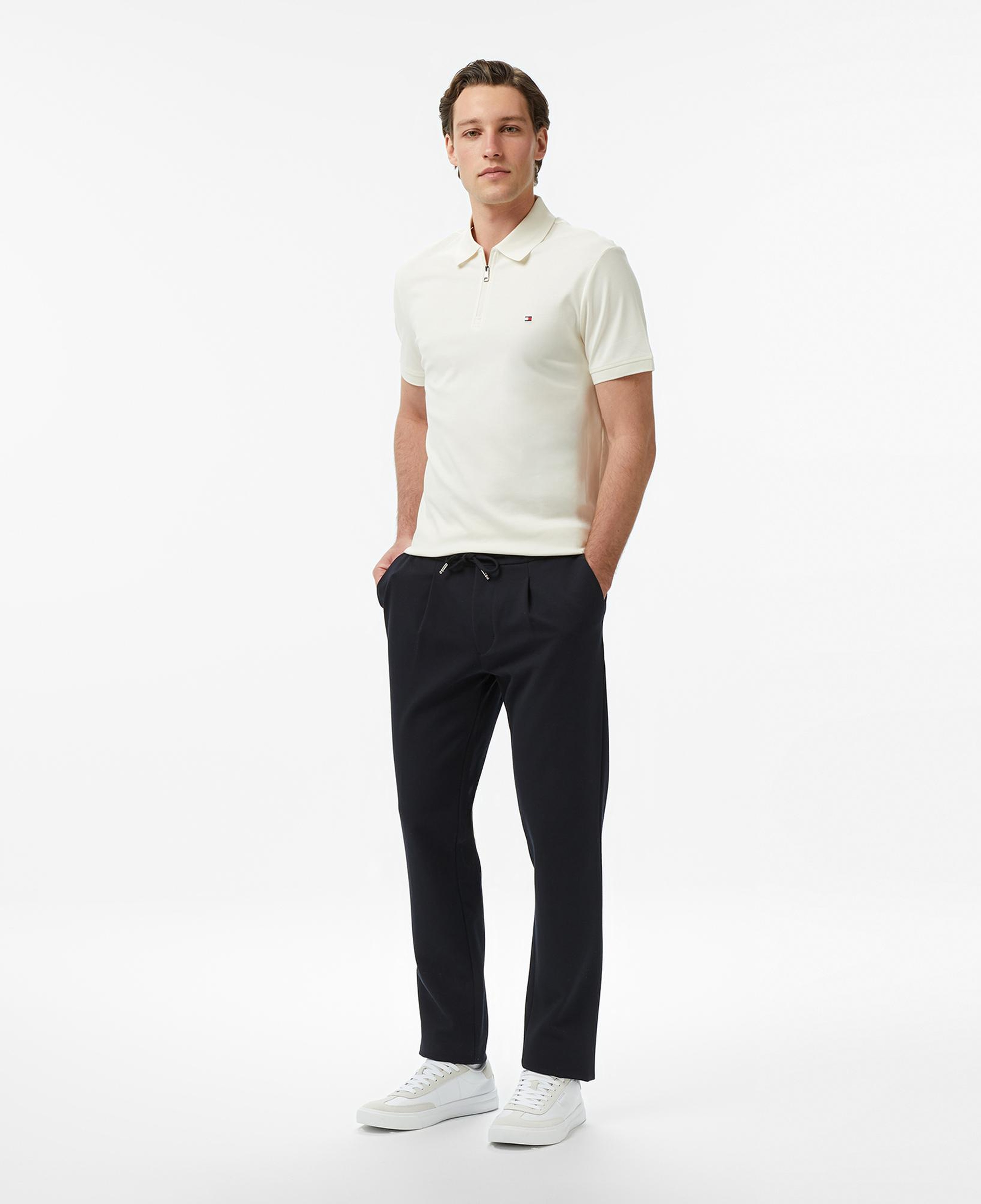 Tommy Hilfiger Elevated Essentials Erkek Krem Rengi Polo Yaka T-Shirt
