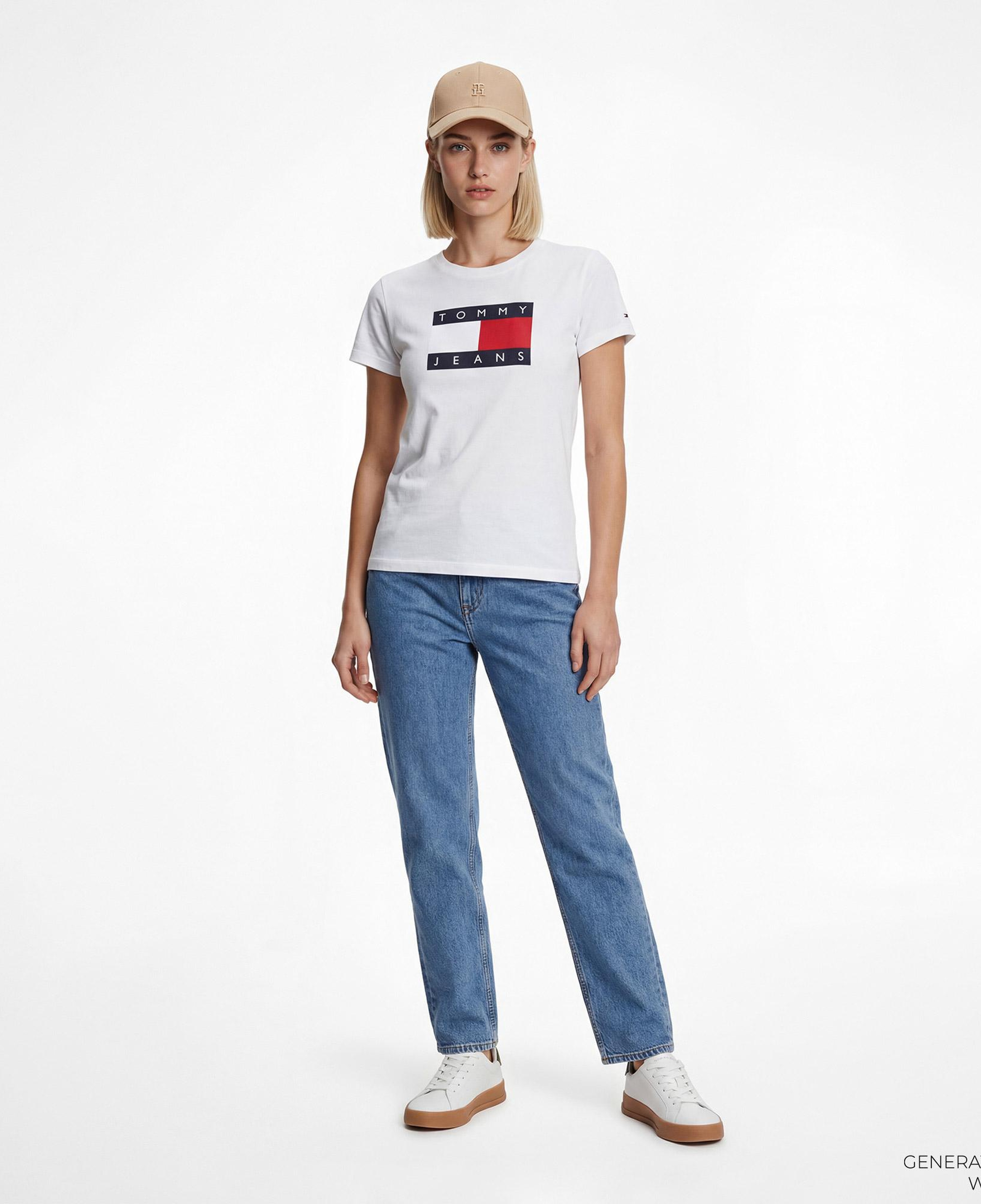 Tommy Hilfiger Flag Kadın Beyaz T-Shirt