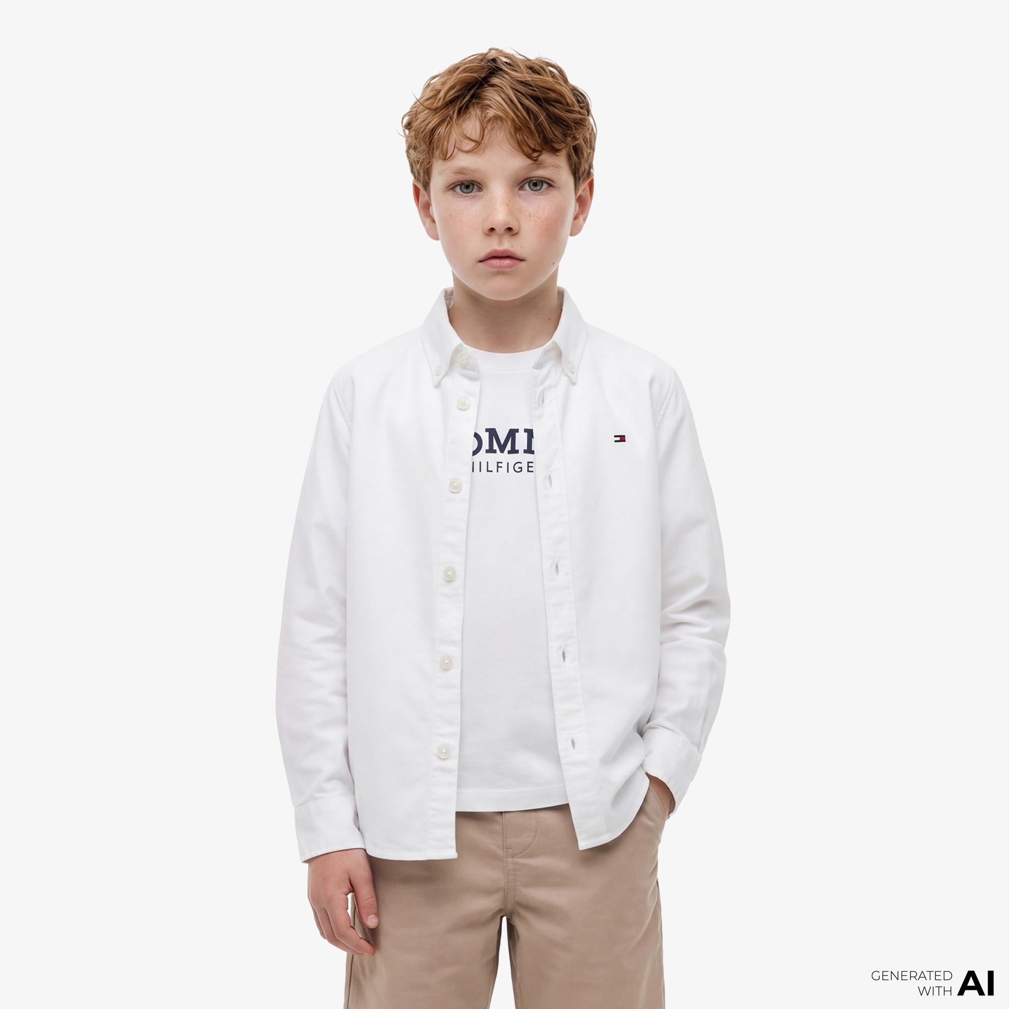 Tommy Hilfiger Essentials Çocuk Beyaz Gömlek