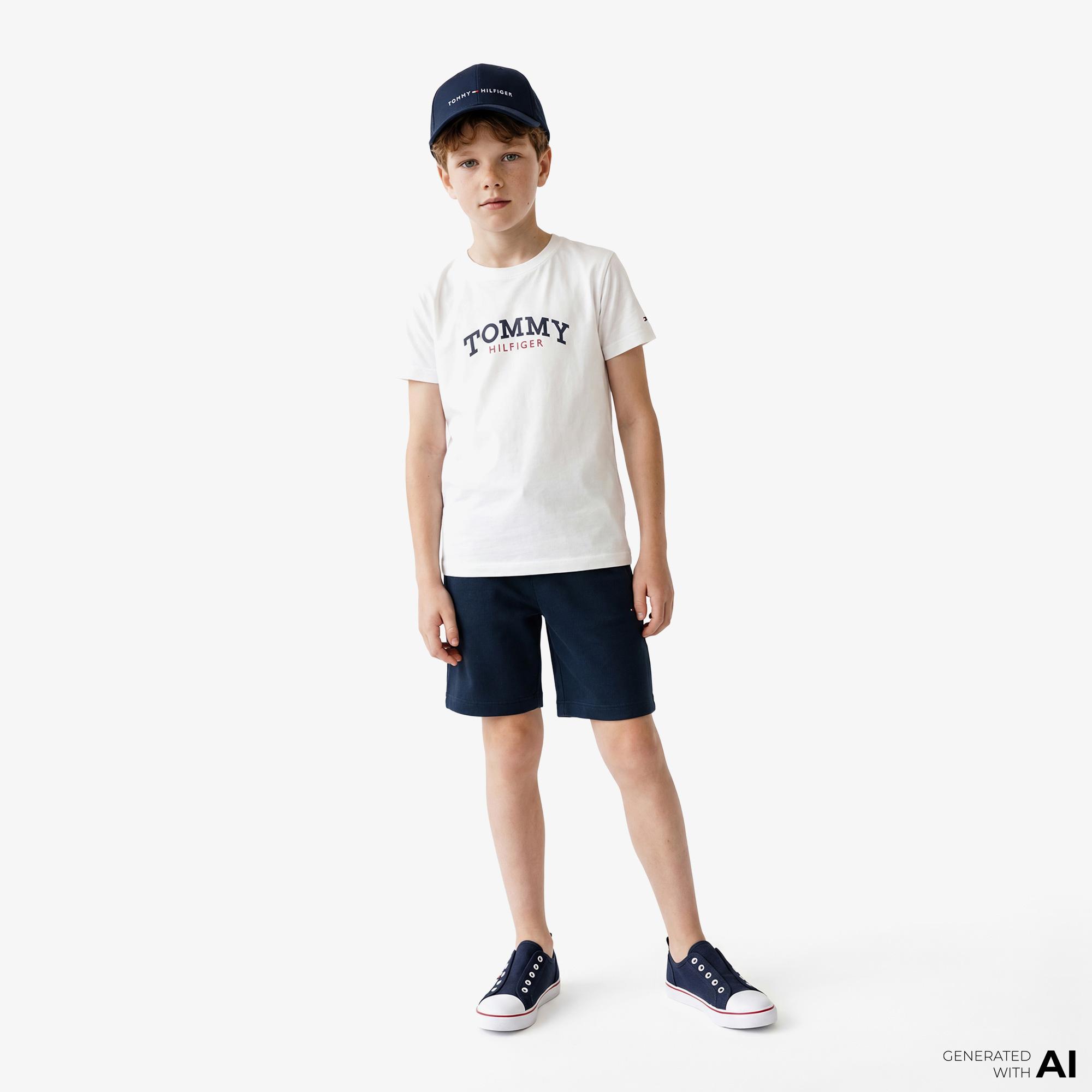 Tommy Hilfiger Monotype Çocuk Beyaz Eşofman Takımı