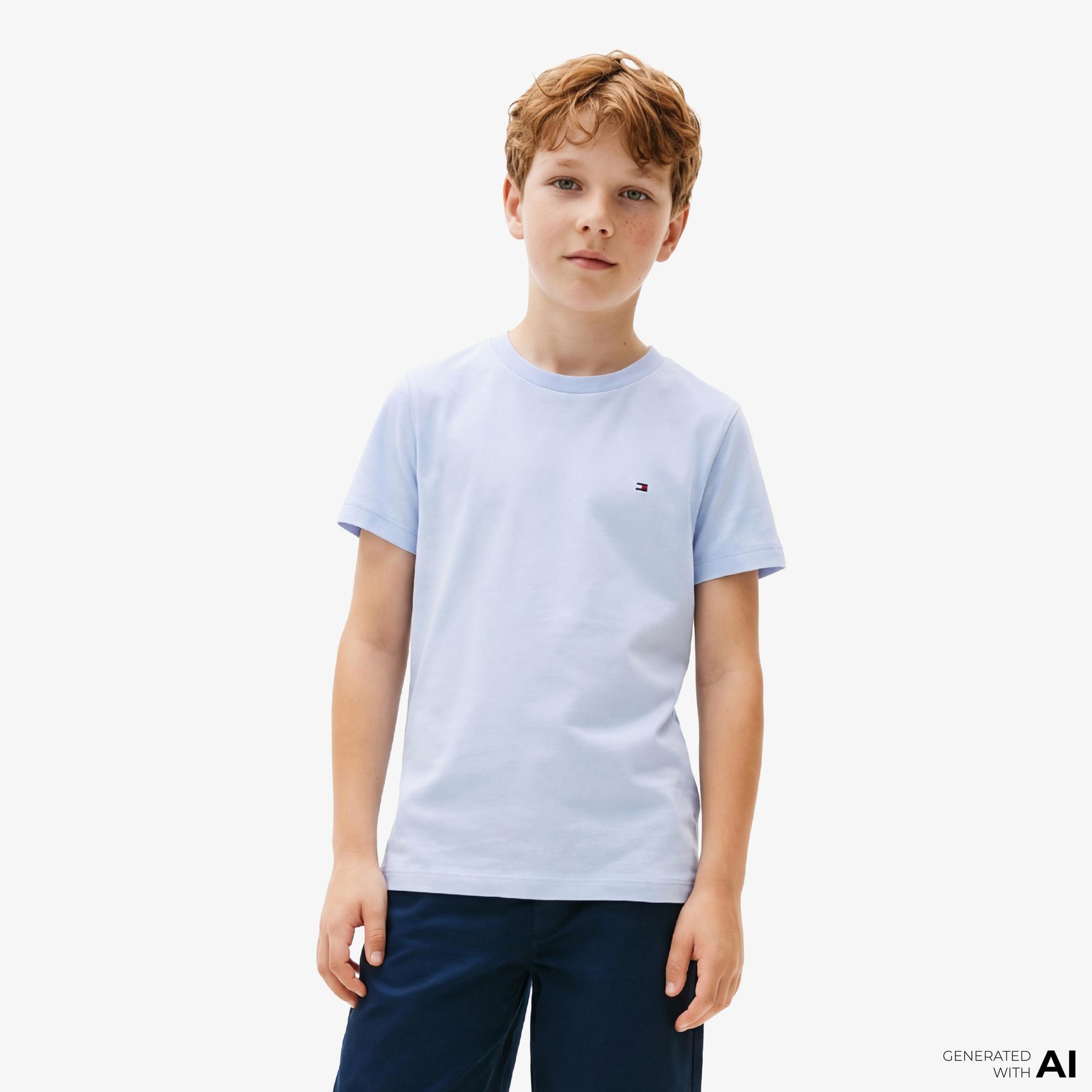 Tommy Hilfiger Essentials Çocuk Mavi Crop T-Shirt