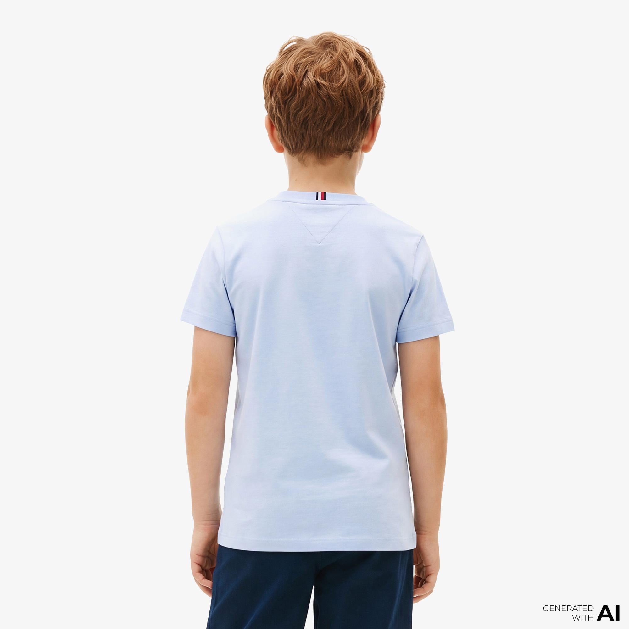 Tommy Hilfiger Essentials Çocuk Mavi Crop T-Shirt