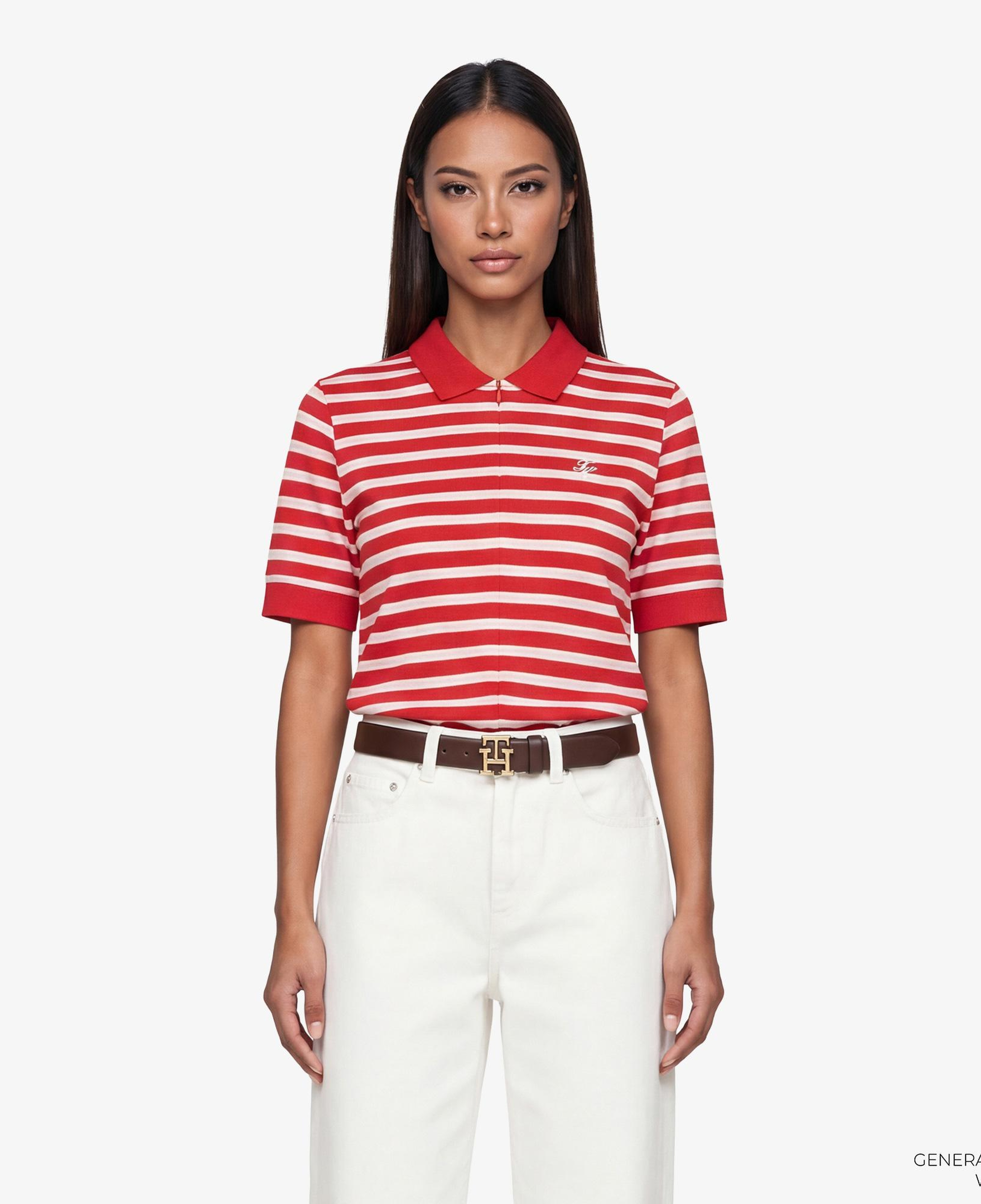 Tommy Hilfiger Script Liyosel Kadın Kırmızı Polo Yaka T-Shirt