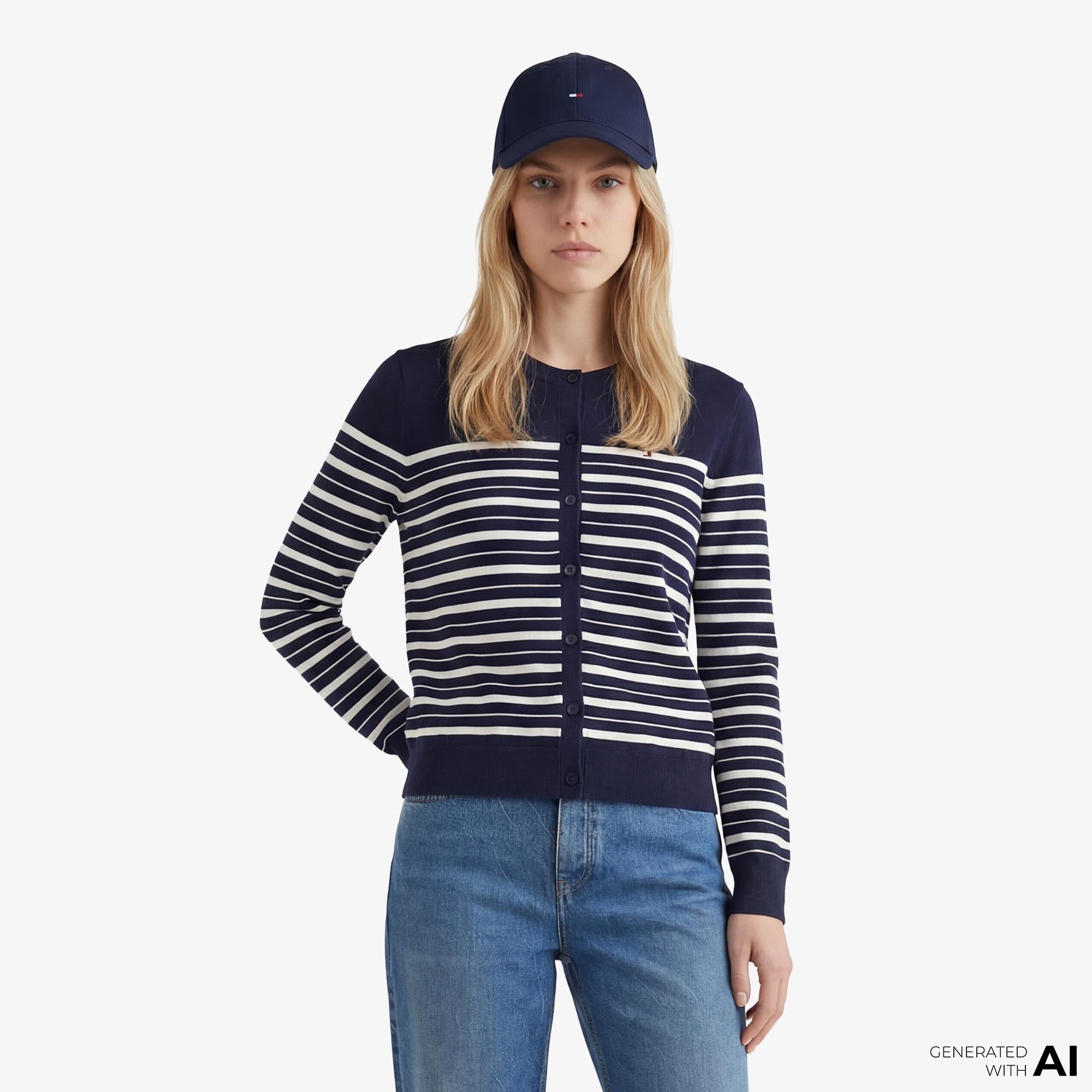 Tommy Hilfiger Jersey Fine Kadın Lacivert Triko