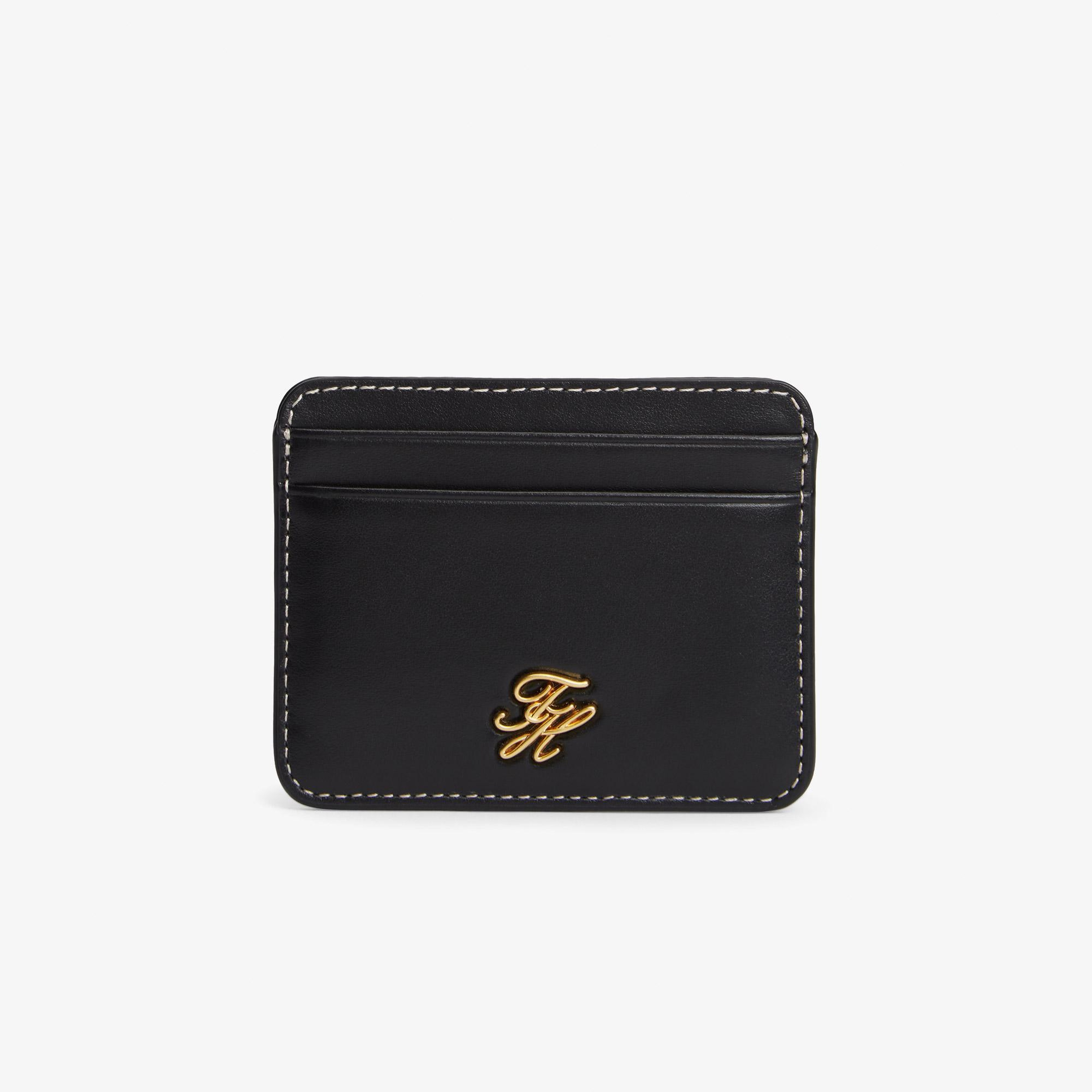 Tommy Hilfiger Script Leather Kadın Siyah Kartlık