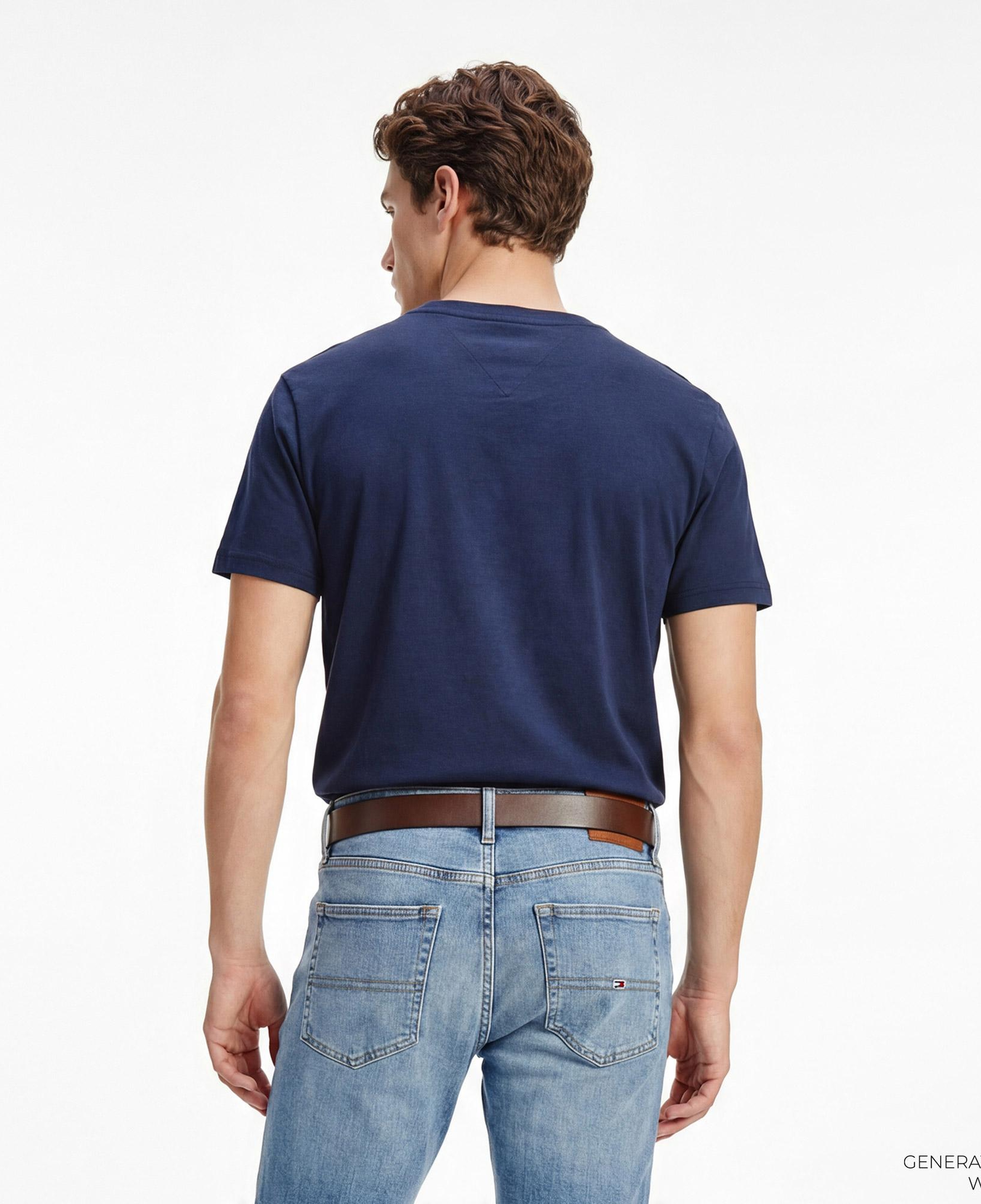 Tommy Hilfiger Flag Erkek Lacivert T-Shirt