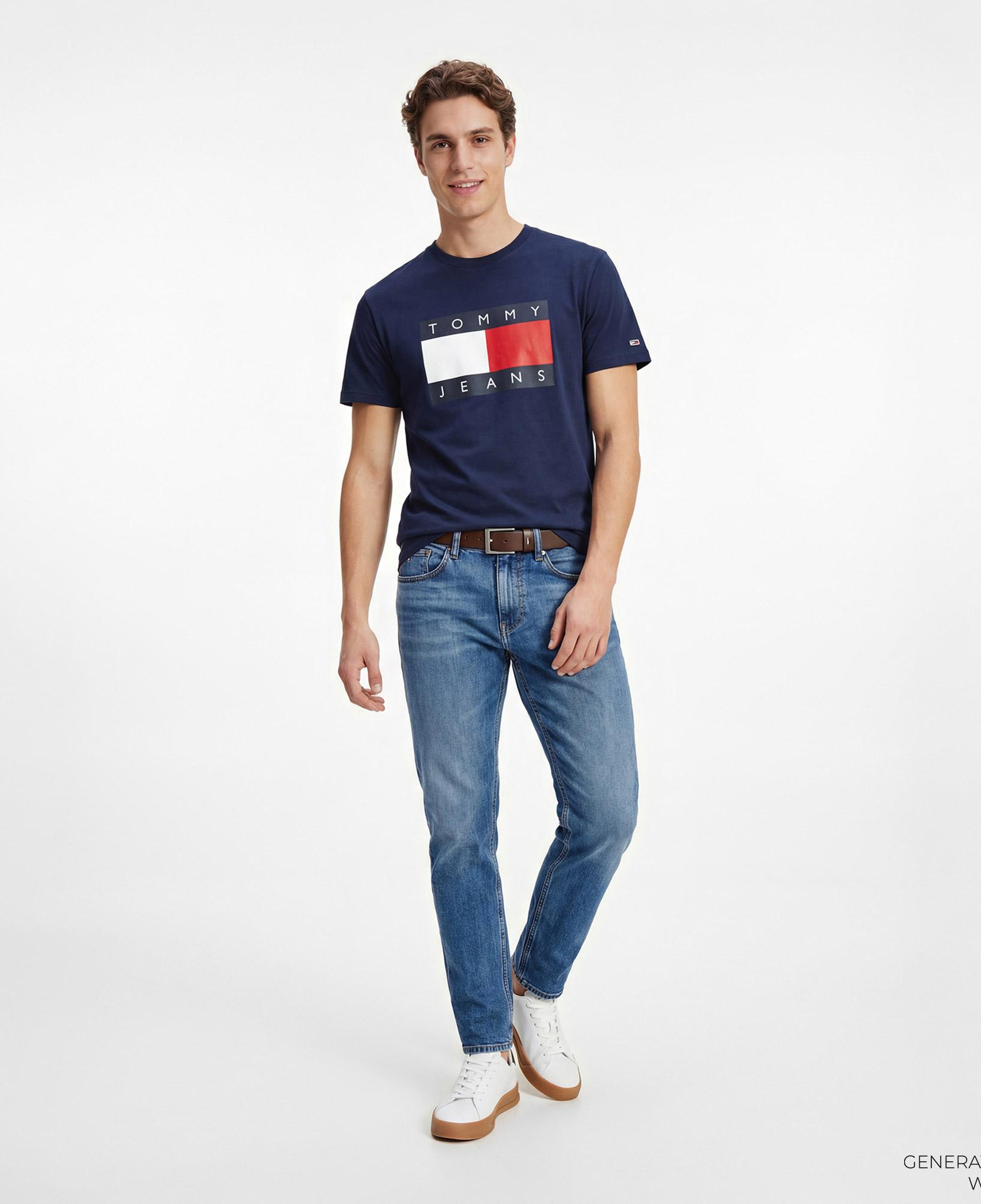 Tommy Hilfiger Flag Erkek Lacivert T-Shirt