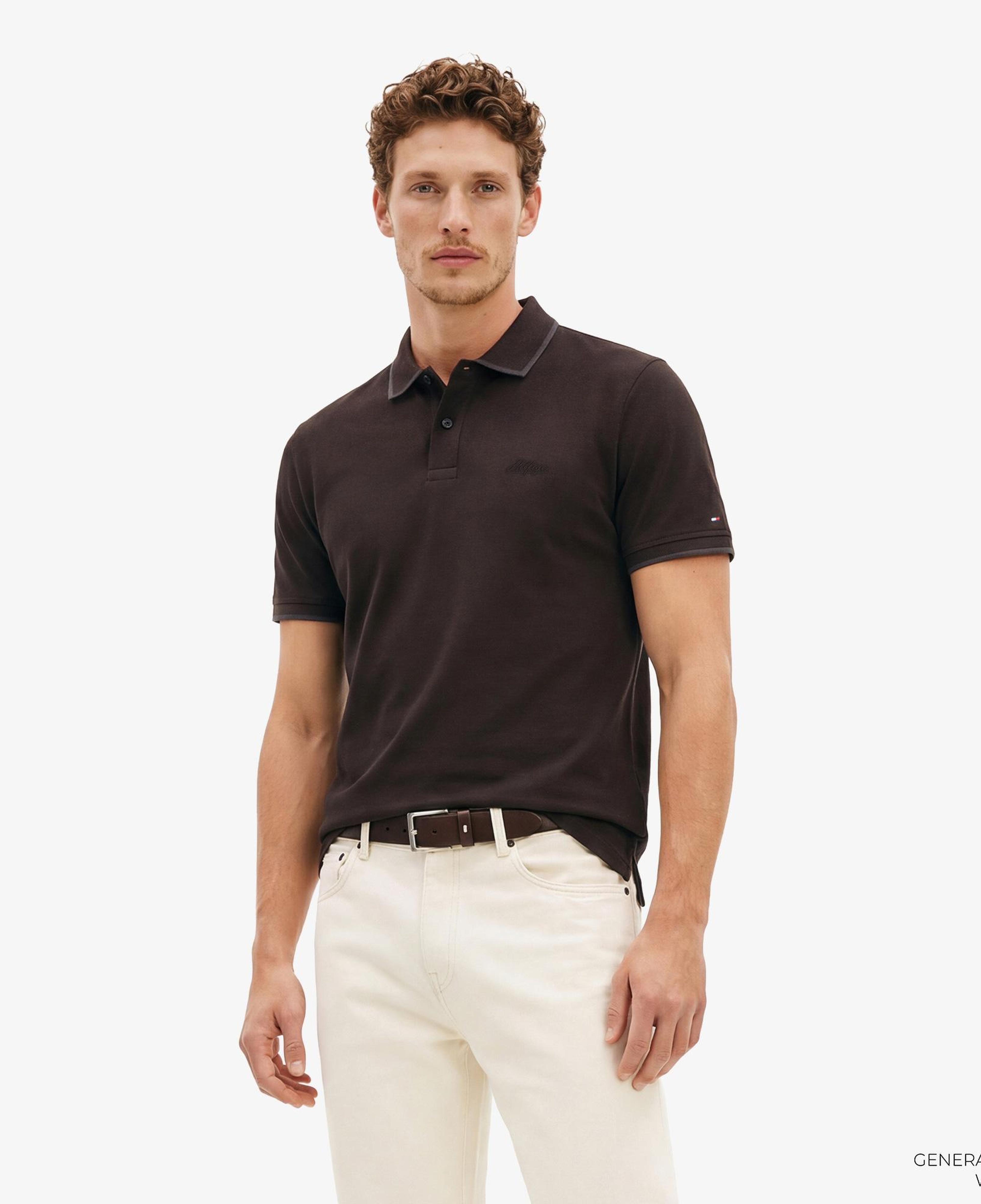 Tommy Hilfiger Seasonal Fabric Erkek Siyah Polo Yaka T-Shirt