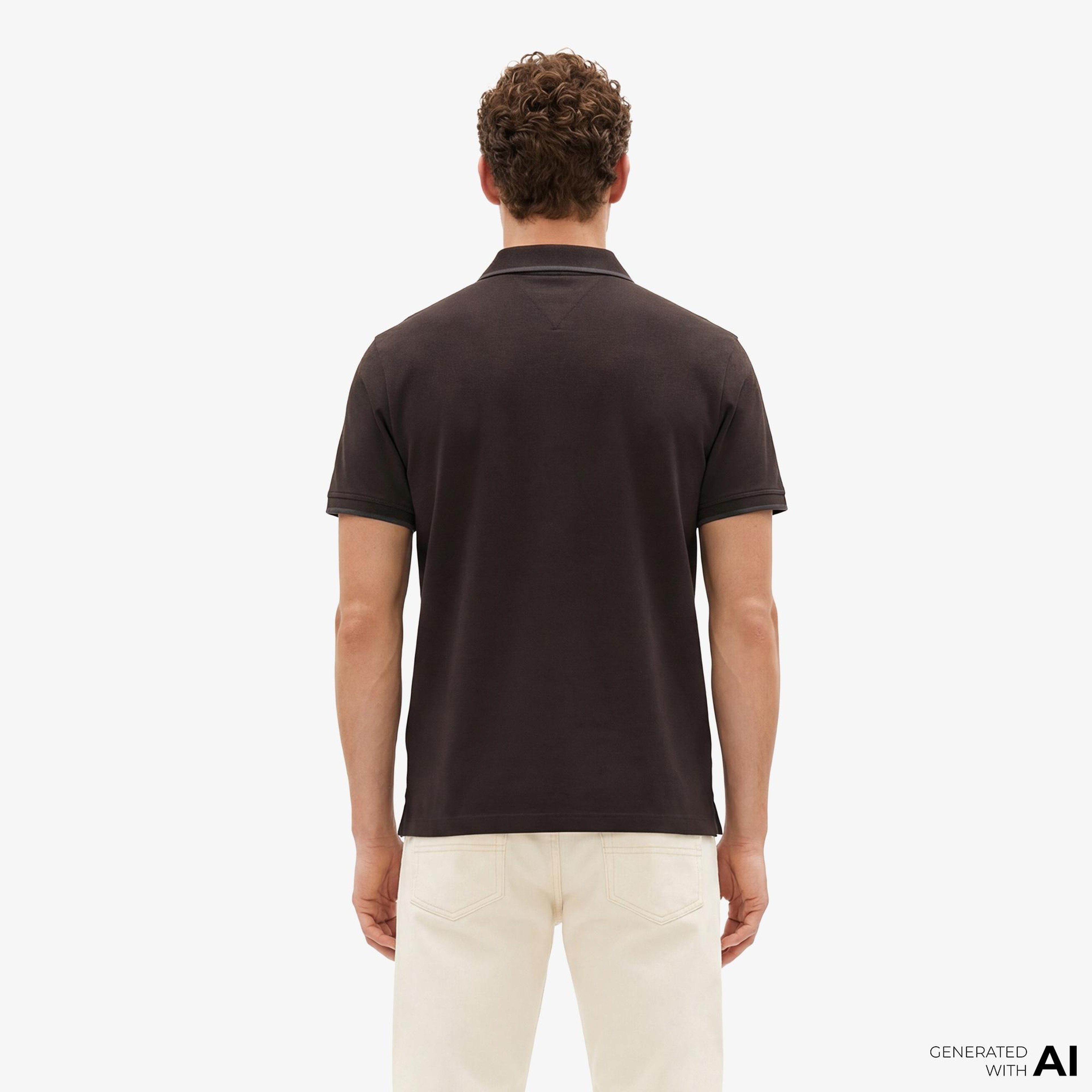 Tommy Hilfiger Seasonal Fabric Erkek Siyah Polo Yaka T-Shirt