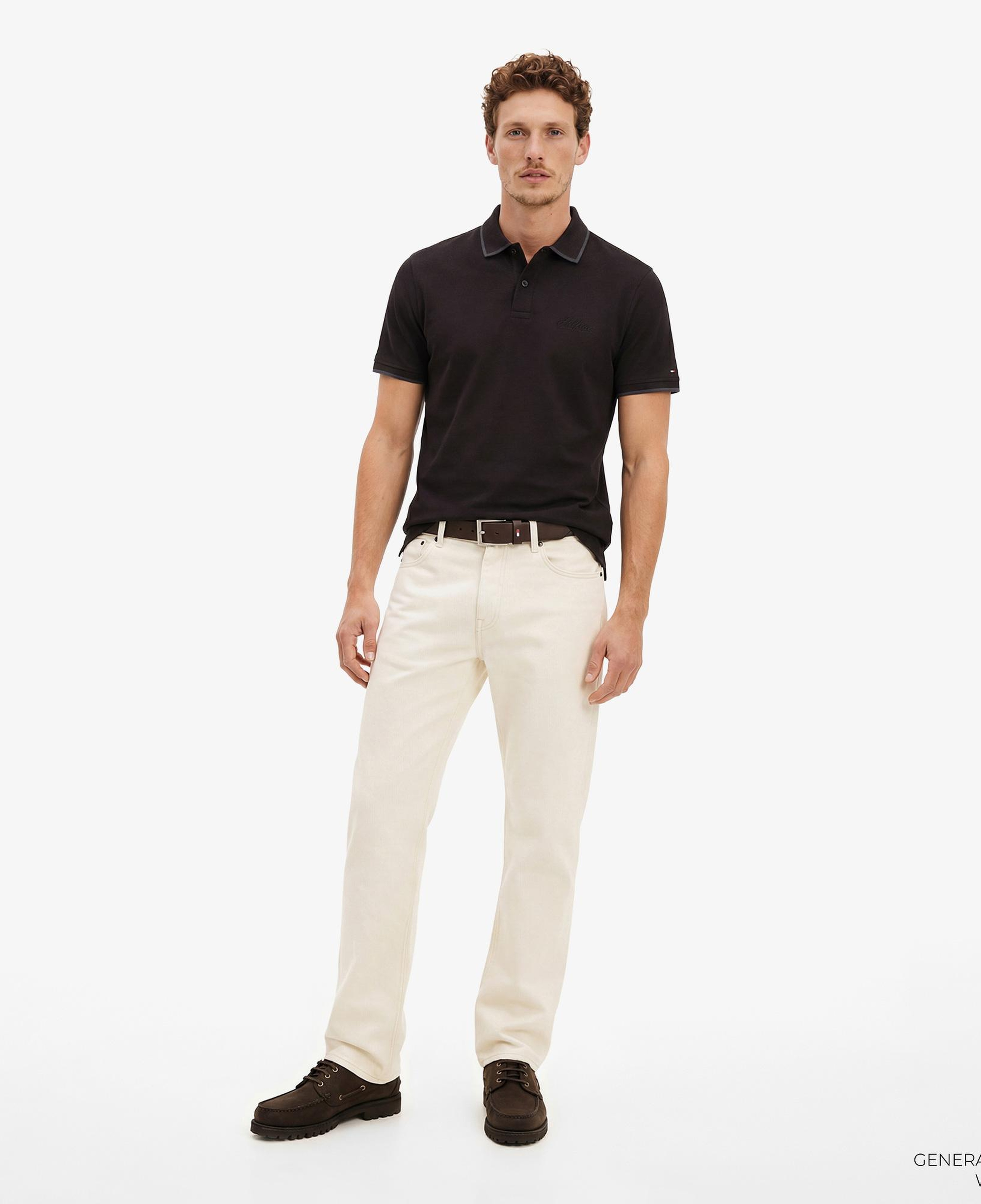 Tommy Hilfiger Seasonal Fabric Erkek Siyah Polo Yaka T-Shirt