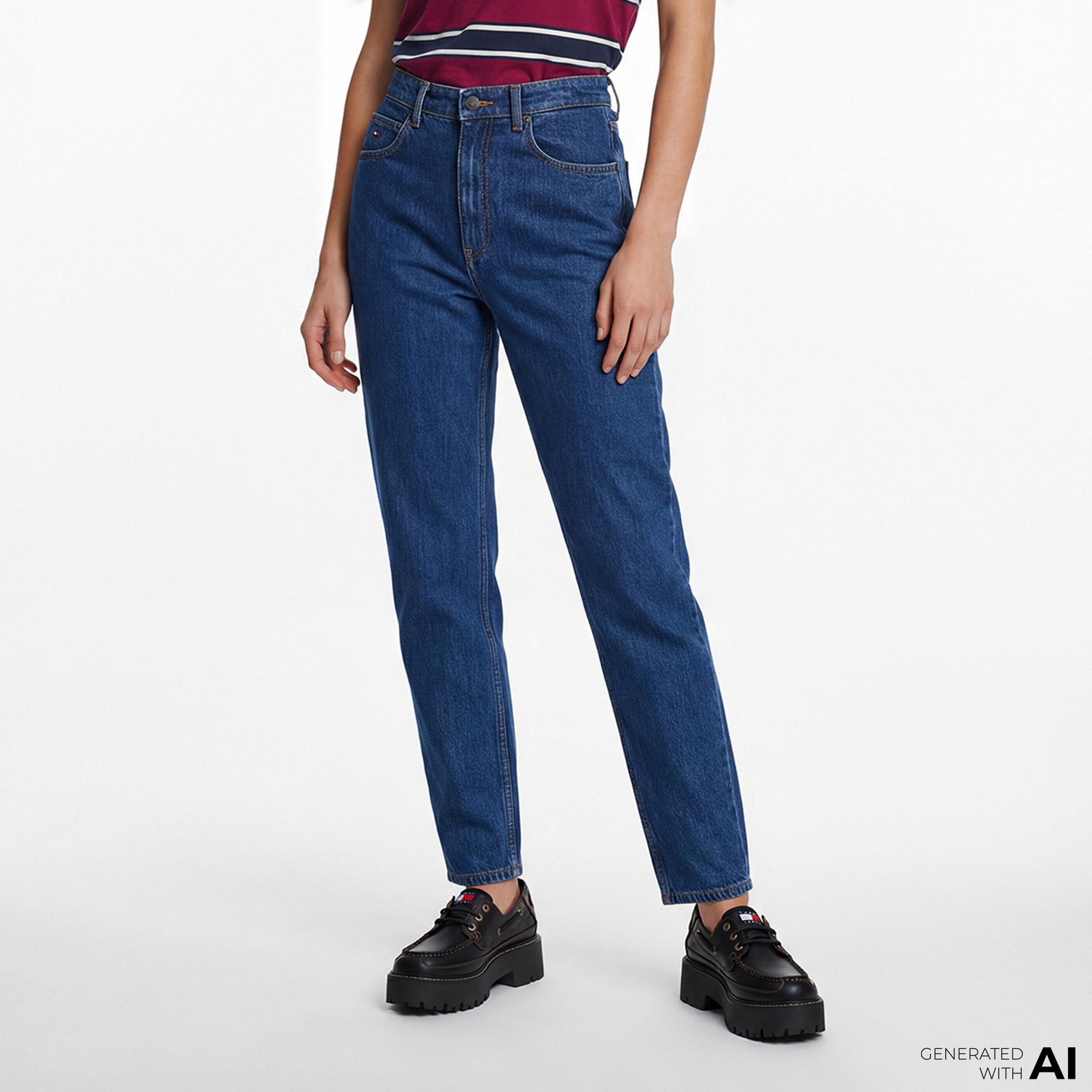 Tommy Hilfiger Denim Essentials Kadın Bordo T-Shirt