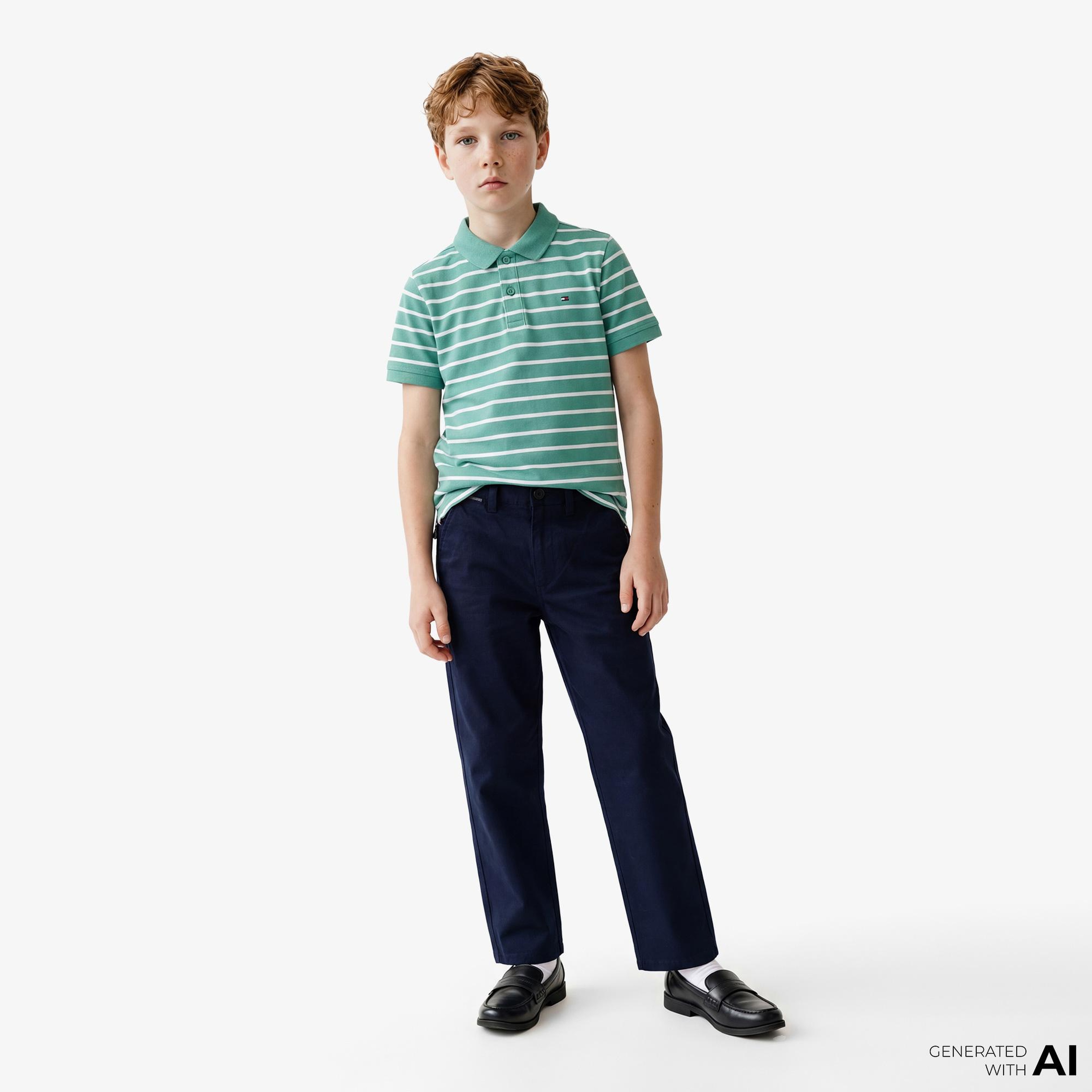 Tommy Hilfiger Essentials Çocuk Yeşil Polo Yaka T-Shirt