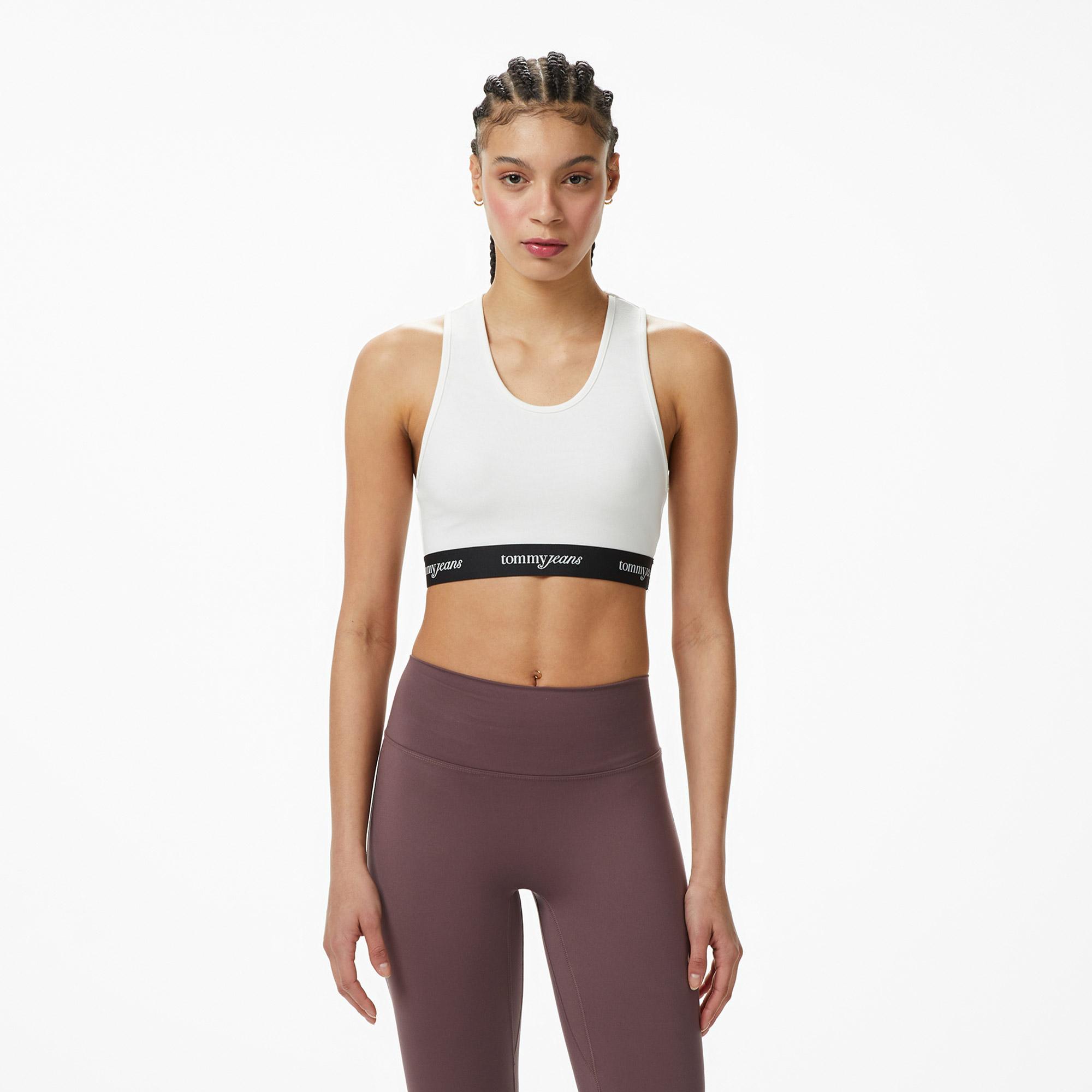 Tommy Hilfiger Logo Tape Kadın Beyaz T-Shirt