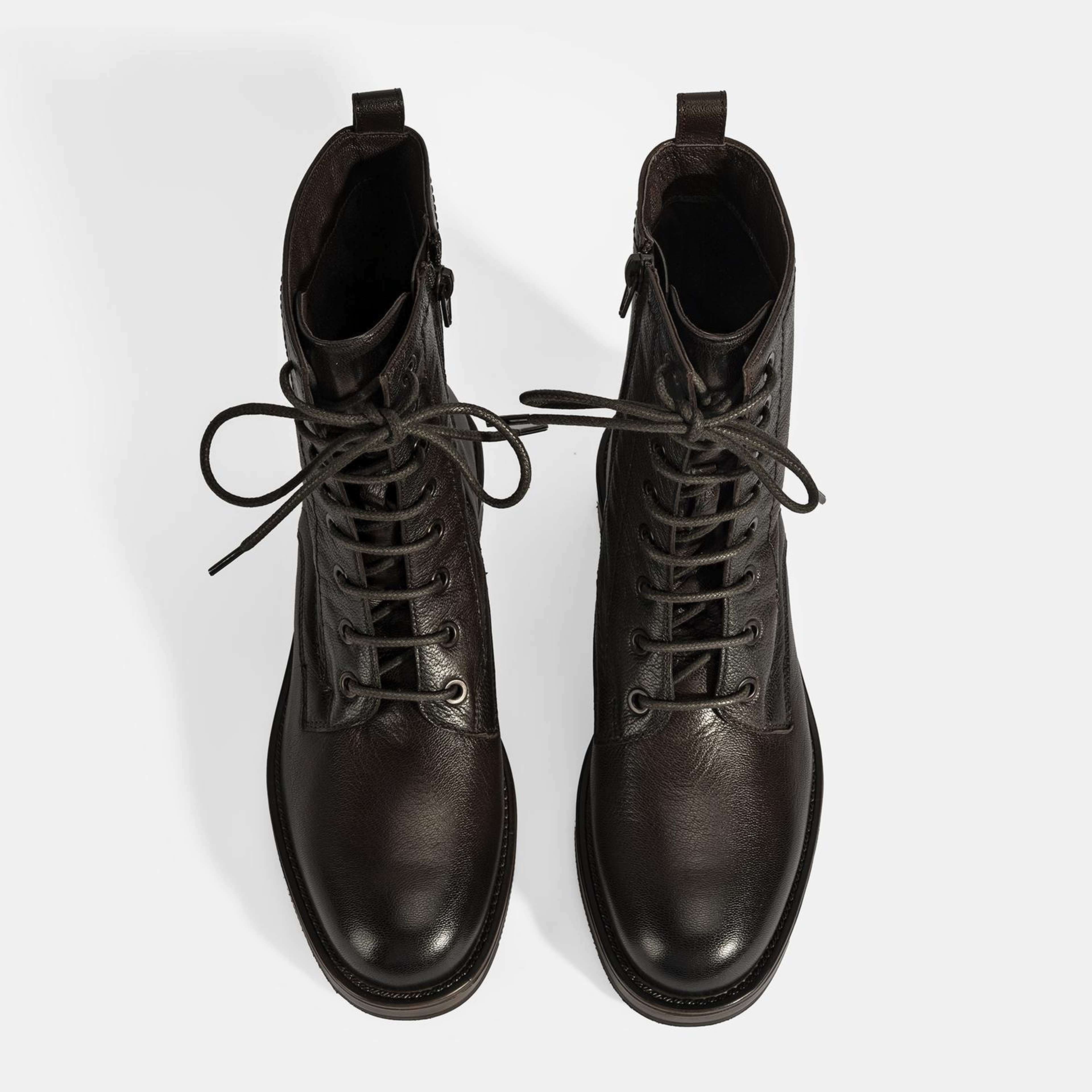 Kadın Kahve Bağcıklı Deri Postal Bot