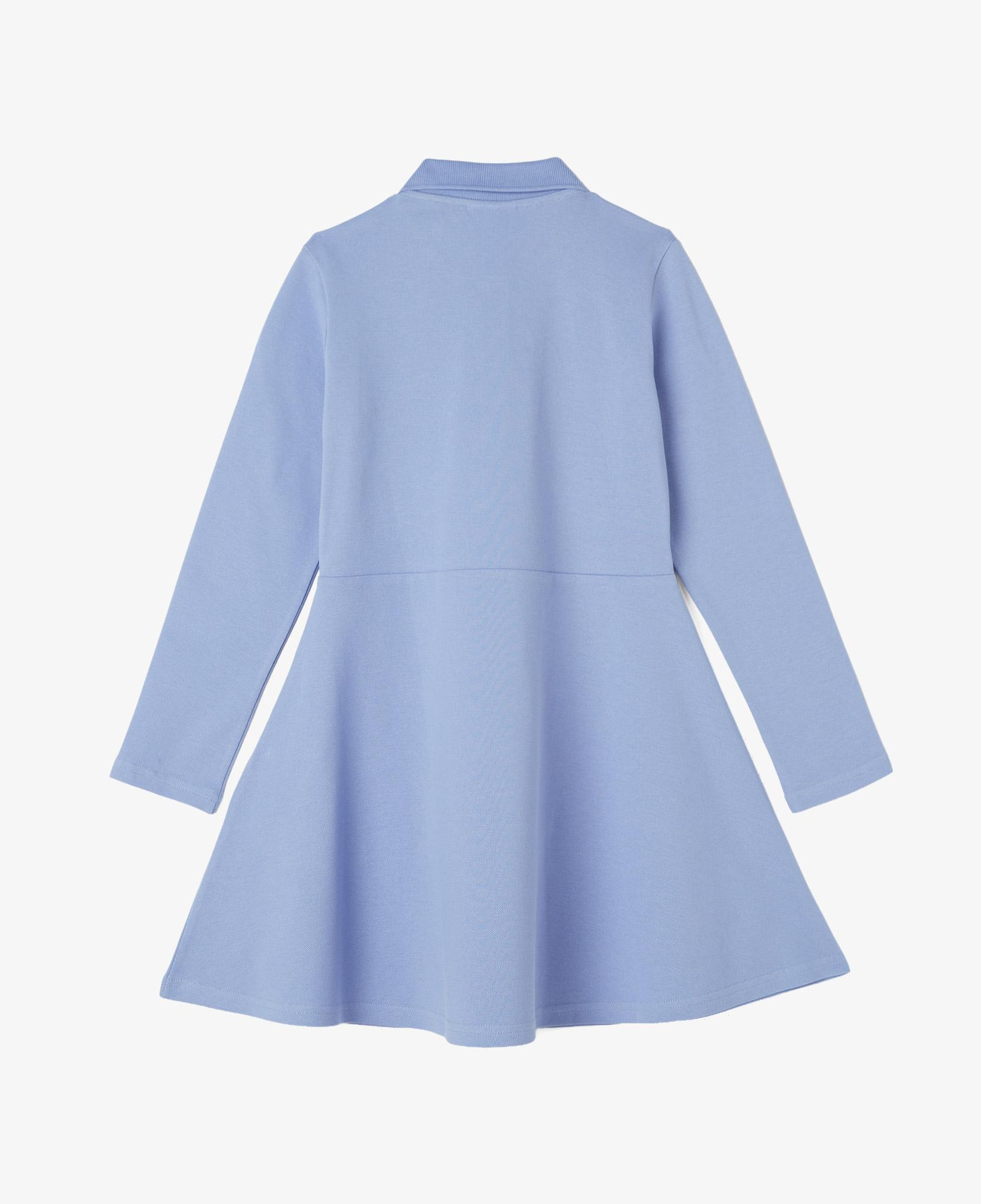 Lacoste Kız Çocuk Uzun Kollu Polo Yaka Mavi Elbise