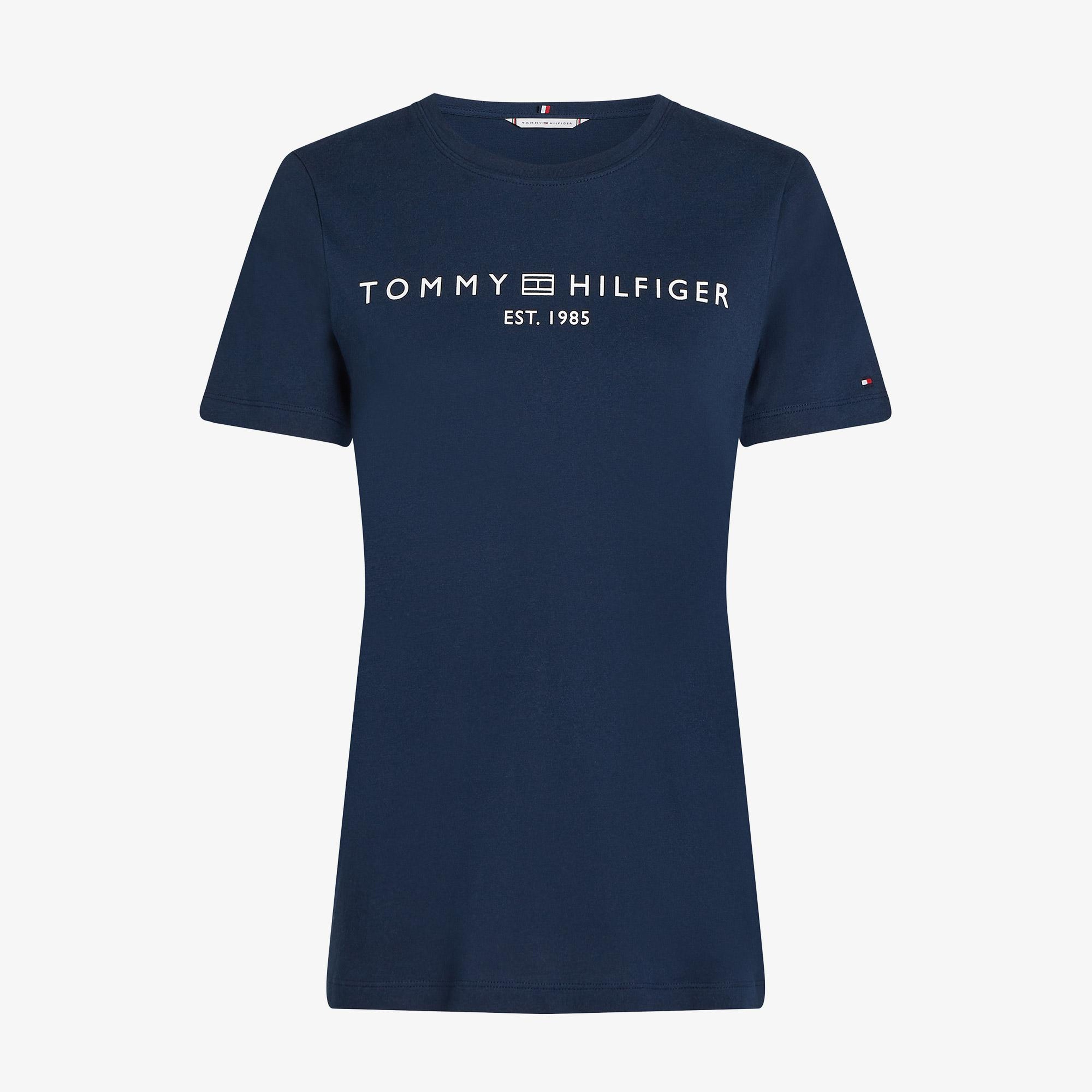 Tommy Hilfiger Corp Logo Kadın Lacivert Crop T-Shirt
