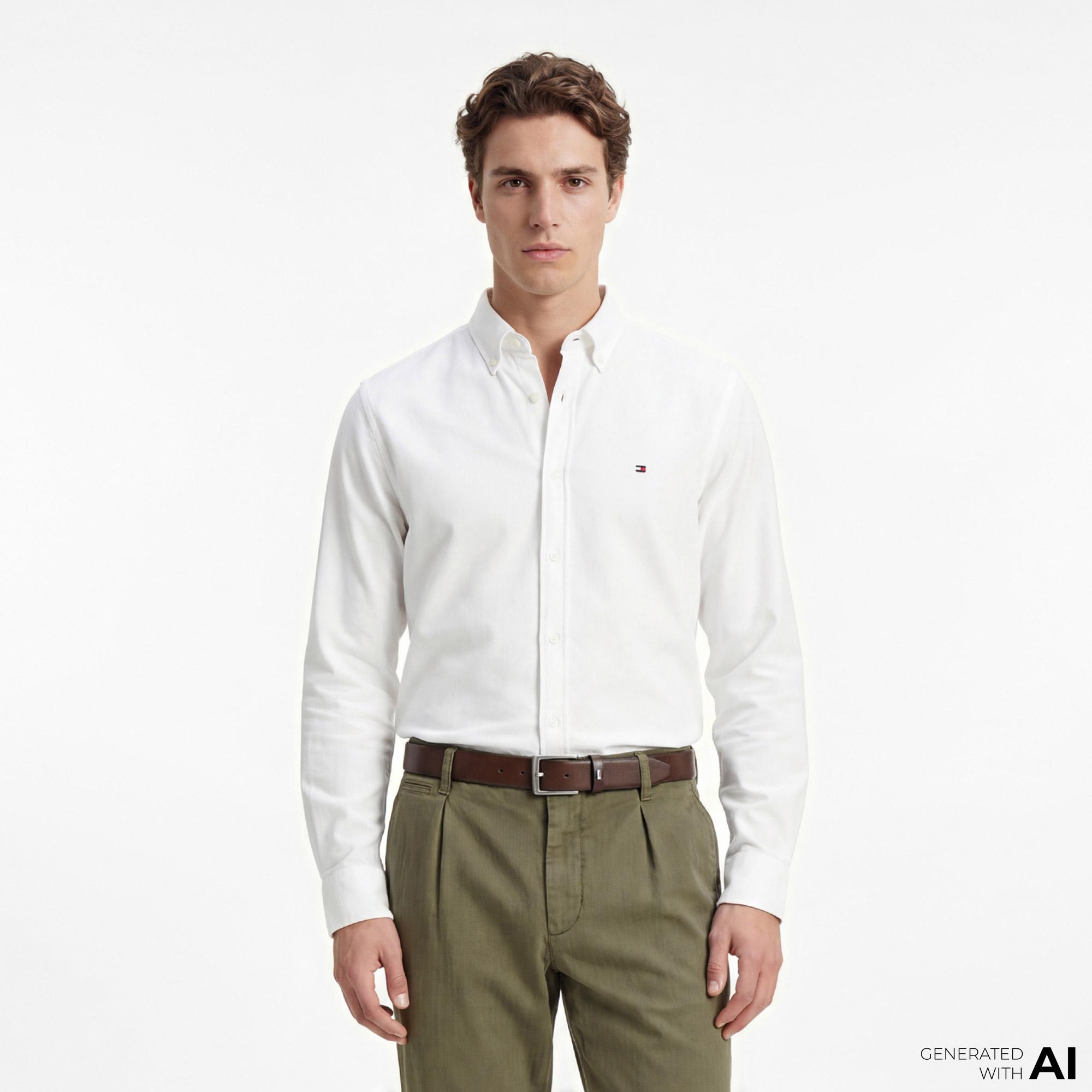 Tommy Hilfiger Core Essentials Erkek Beyaz Gömlek